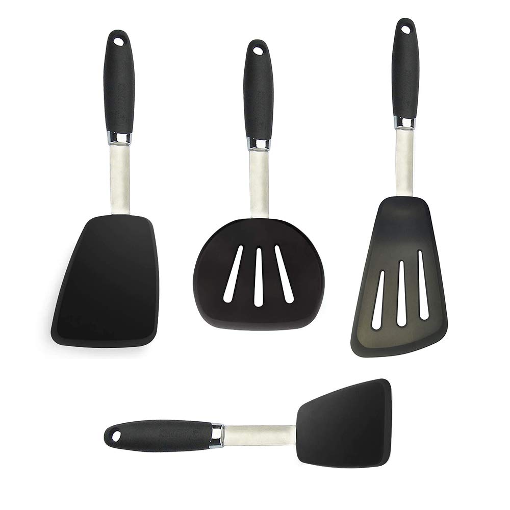 Extra Large Heat Resistant Silicone Spatula Set - XL Slotted Turner, Wide Pancake Flipper & Egg Turner - Non-Stick Kitchen Utensils for Baking, Cooking & Grilling (3-Piece Set)