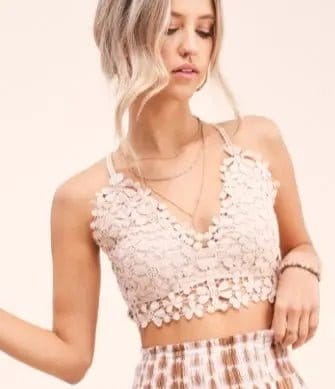 Mauve Crochet Lace Bralette - Comfortable Women's Underwear for Summer, Yoga & Layering | Soft Bralette Top for Casual Wear & Boho Outfits