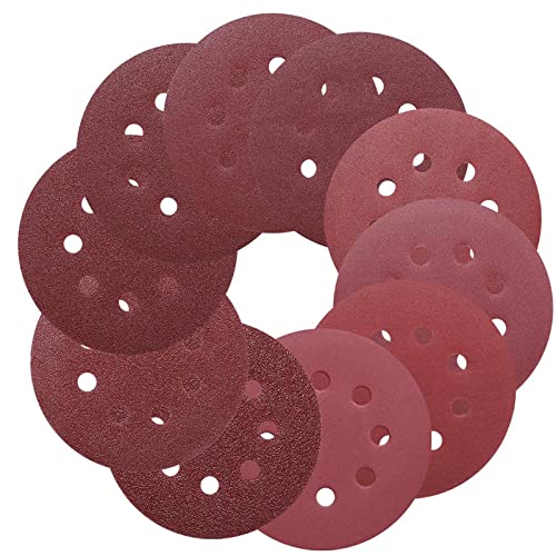 10-Piece 5-Inch 125mm Round Sandpaper Discs - Hook & Loop Sanding Pads with Multi-Grit (40/60/80/100/240/320/800) for Woodworking, Metal Polishing & Automotive Sanding - Perfect for DIY Projects & Professional Use