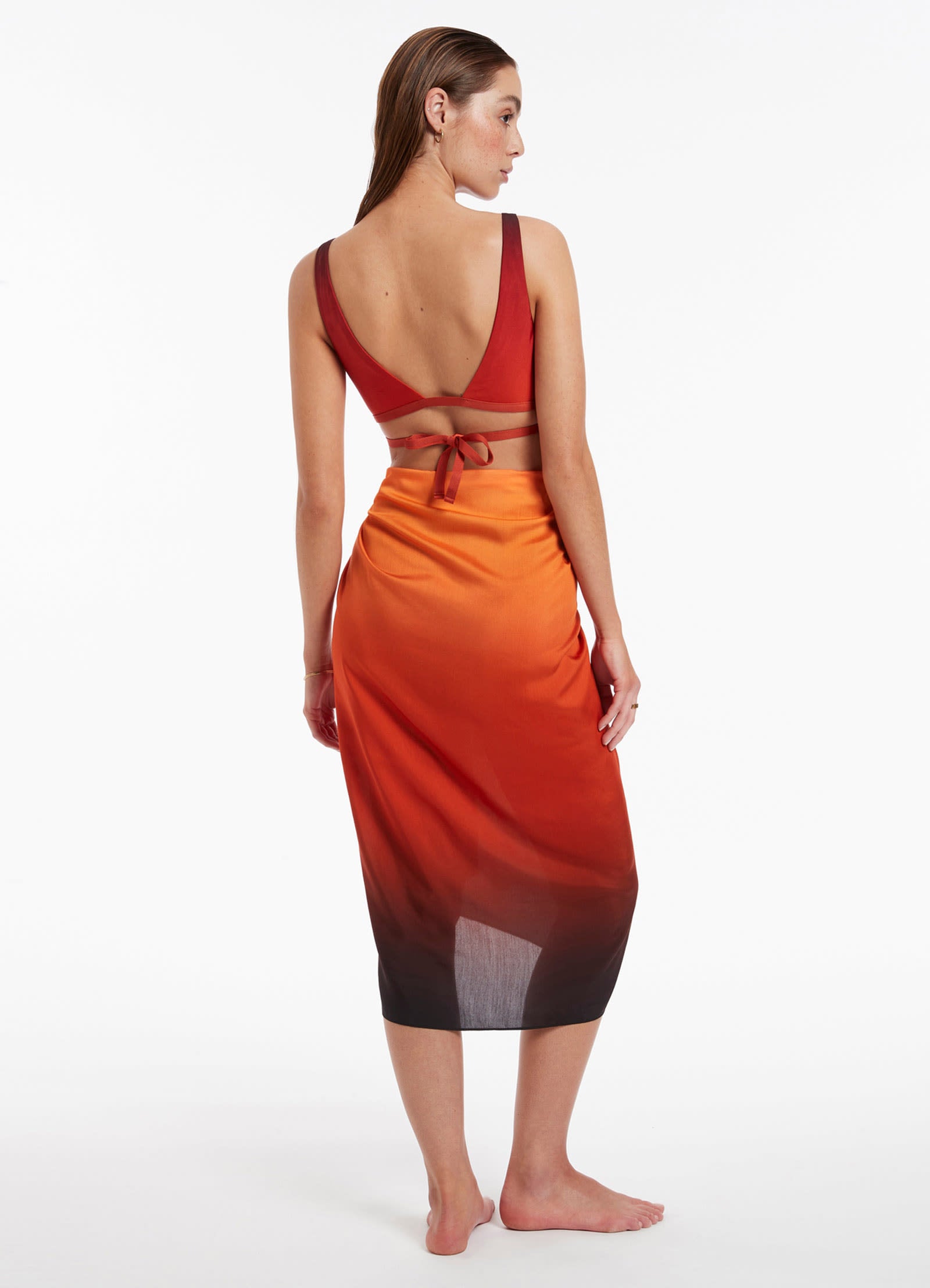 Oia Sunset Sarong - Burnt Orange Beach Wrap - Lightweight & Stylish Cover Up for Women - Perfect for Beach, Pool, Vacation & Summer Outfits