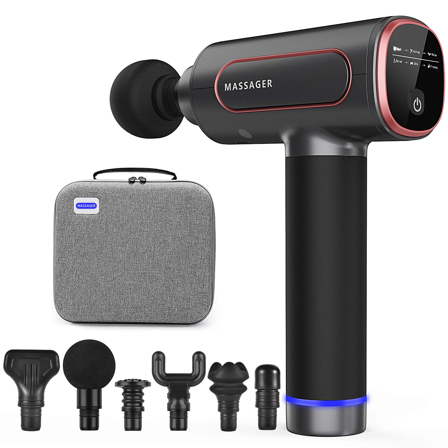 **Professional Deep Tissue Massage Gun for Athletes - 6 Heads & 6 Speed Levels, Portable Muscle Massager for Pain Relief & Recovery - Perfect for Gym, Home & Travel (Includes Hard Carrying Case)**
