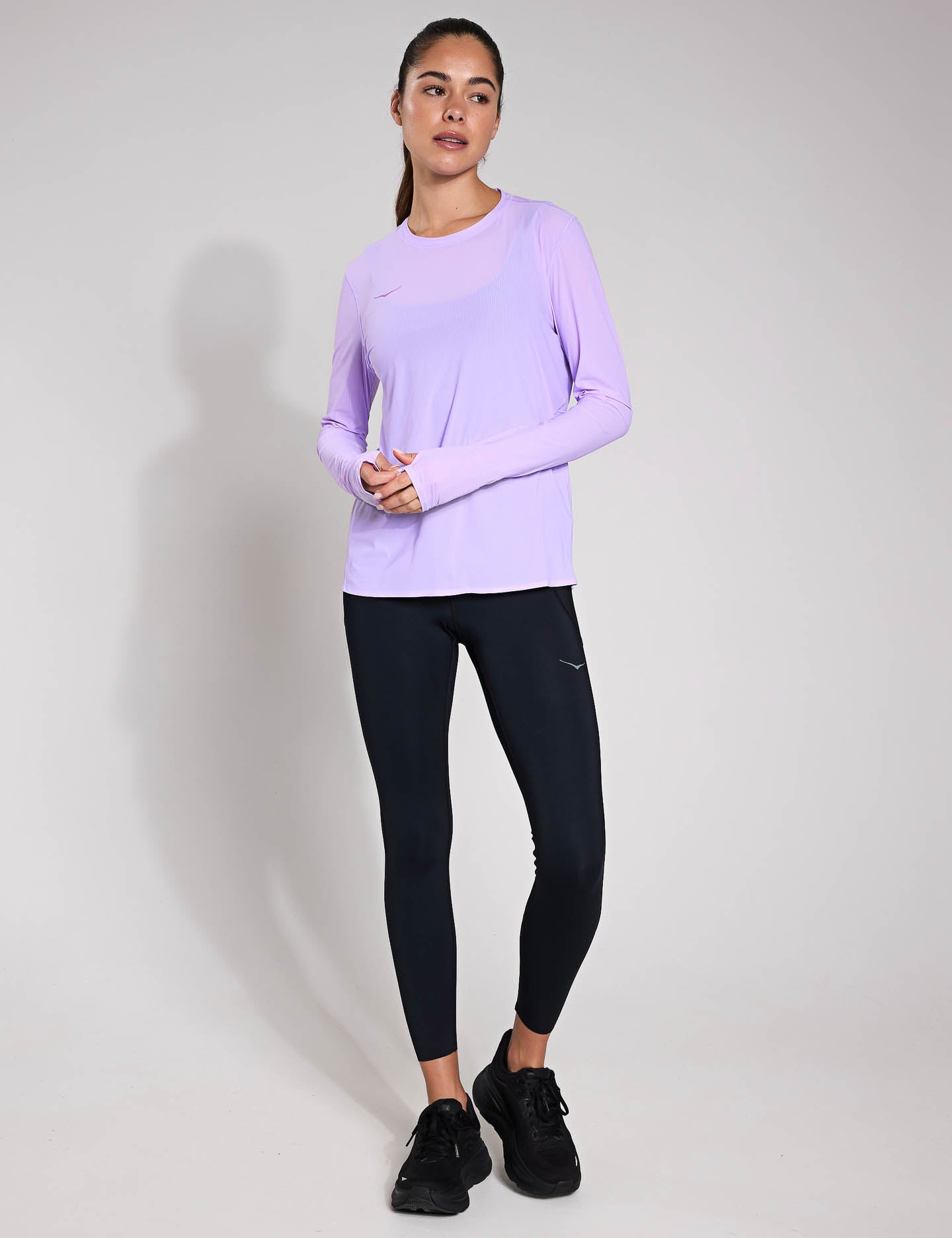 AIROLITE Run Long Sleeve Shirt - Women's Athletic Aster Flower Print Top for Running, Yoga & Outdoor Activities