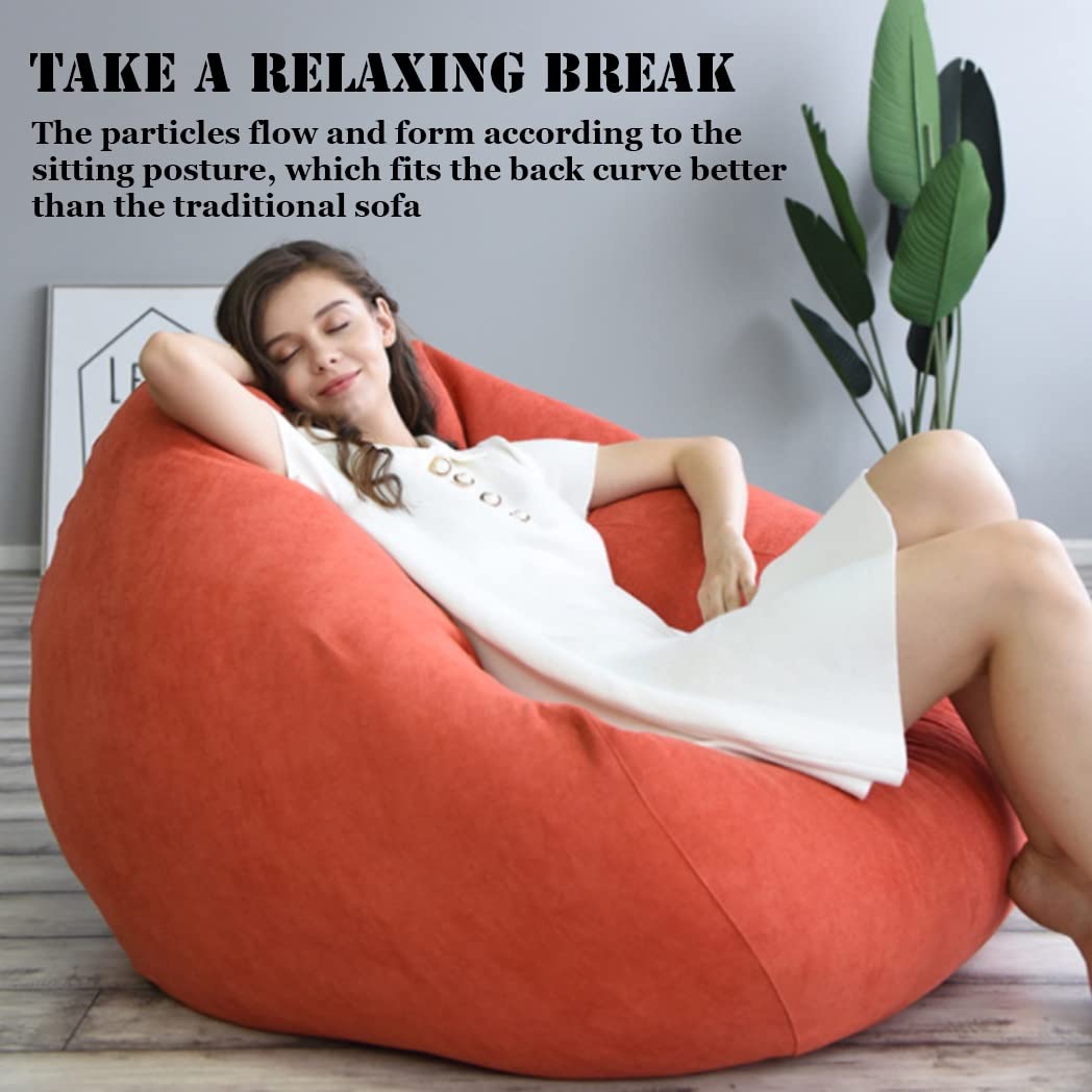 Ultra Soft Faux Fur Bean Bag Chair Cover for Kids, Teens & Adults - Giant Round Fluffy No Filler Cushion Cover - Perfect for Living Room, Bedroom & Dorm Decor - Cozy Sofa Bed Alternative for Relaxing & Lounging