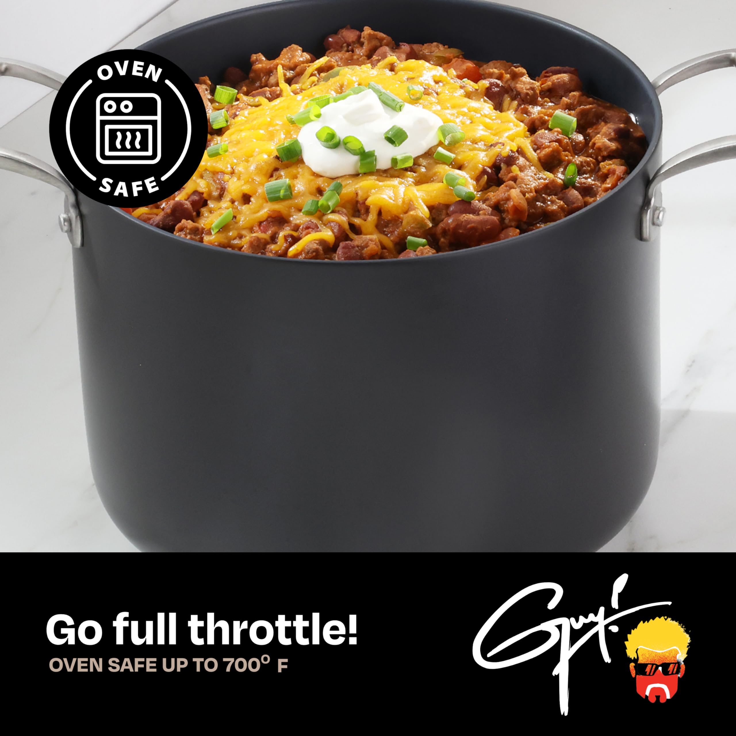 Guy Fieri's Flavortown Laser Titanium 8-Quart Stock Pot with Lid - PFAS Free Non-Stick Cookware, 3x More Durable, Dishwasher & Oven Safe - Perfect for Soups, Stews, Pasta & Large Family Cooking