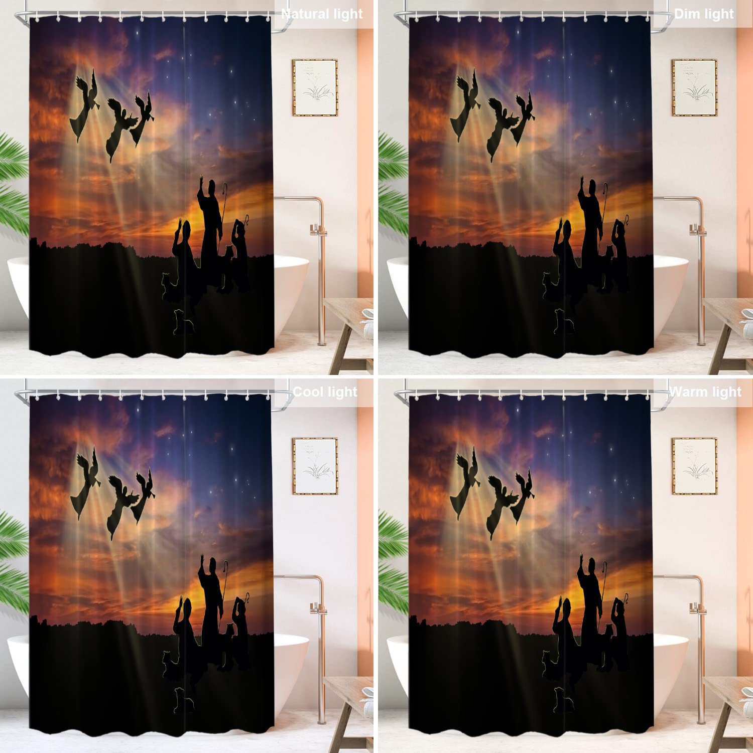 Shrahala Waterproof Christmas Shower Curtain - 72x72 Inch Holiday Bathroom Decor with Grommets, Christian Xmas Theme for Shower Stall - Perfect for Festive Home Decor & Gift Giving