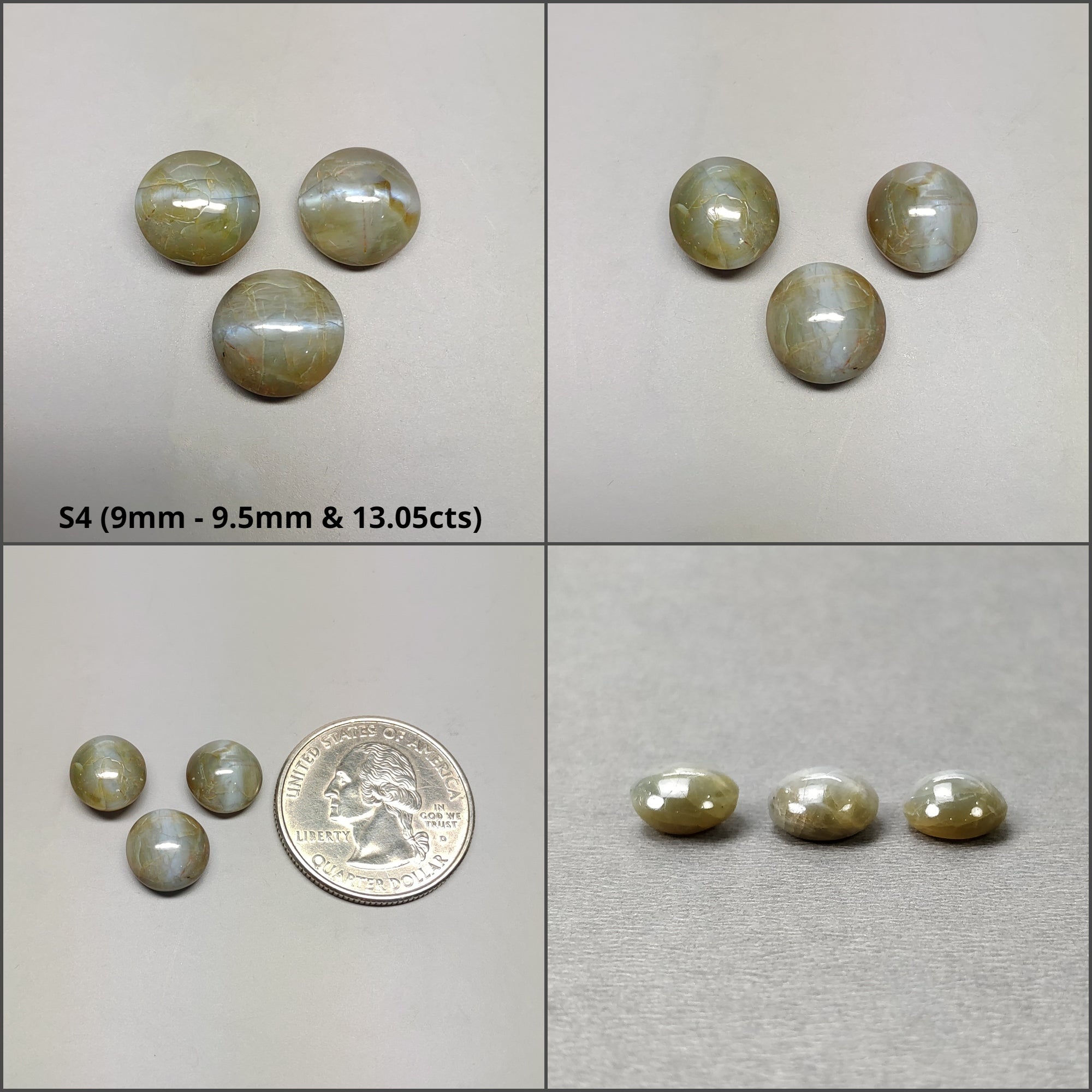 Natural Chrysoberyl Cat's Eye Gemstone Cabochon - Untreated & Unheated Round & Oval Shape (2pc/3pc) - Perfect for Jewelry Making, Healing Crystals & Collectors
