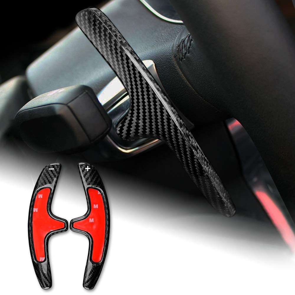 Carbon Fiber Steering Wheel Shift Paddles for Porsche 911 Carrera 991 (2012-2019) & Cayman (2013-2019) - Black Extended Shifter Trim Cover Accessories | Enhance Driving Performance & Racing Experience