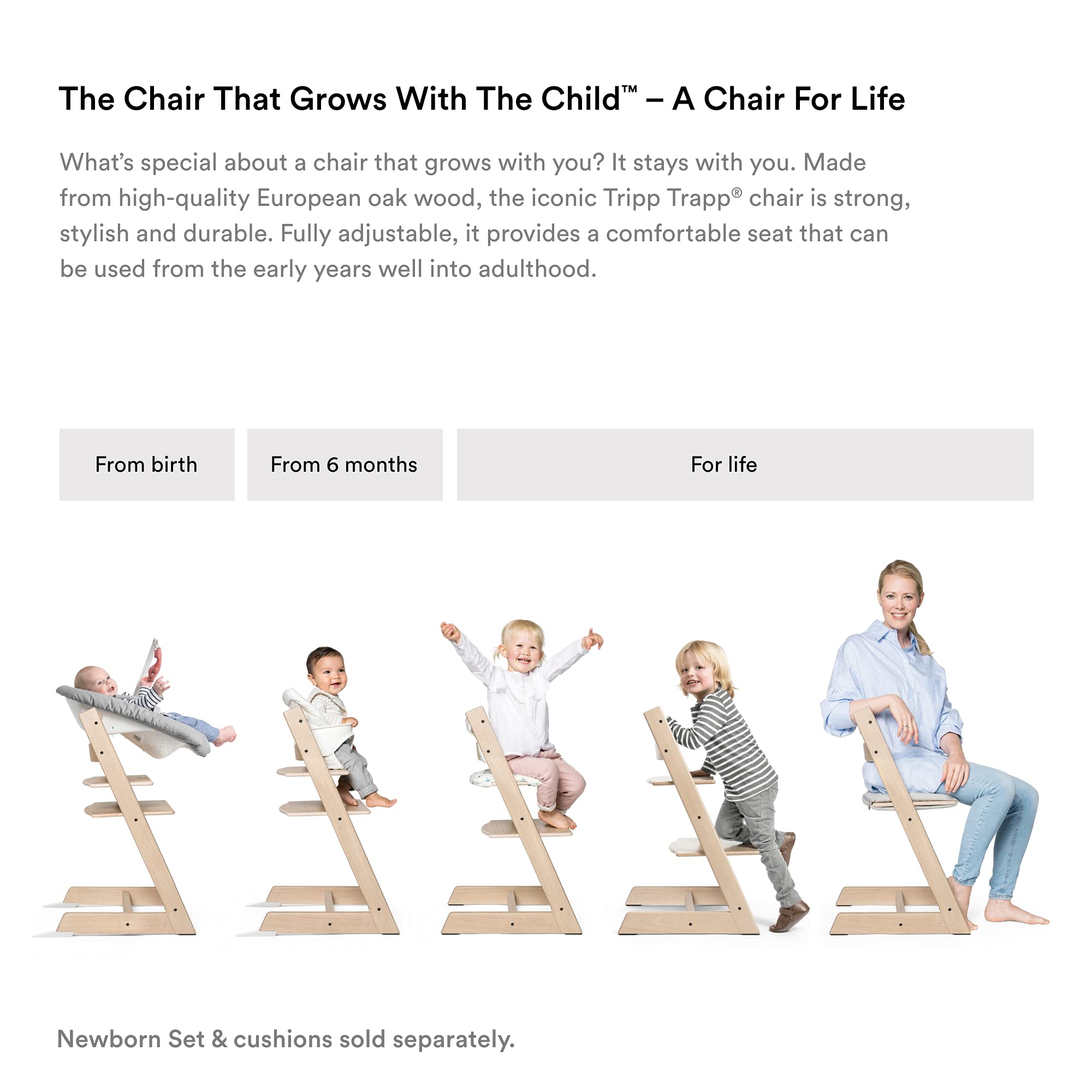 Stokke Tripp Trapp Adjustable Wooden High Chair for Babies & Toddlers - Moss Green with Baby Seat & Safety Harness | Perfect for Dining, Feeding & Learning at Home