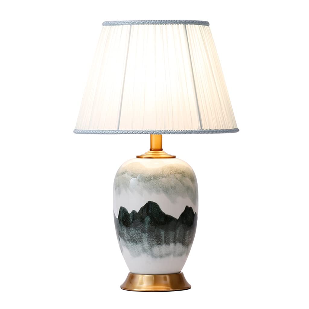 Vintage Chinese Ceramic Desk Lamp - Retro Table Lamp for Office, Bedroom, Living Room | Eye Protection Reading Light with Adjustable Brightness | Perfect for Study, Nightstand, and Home Decor