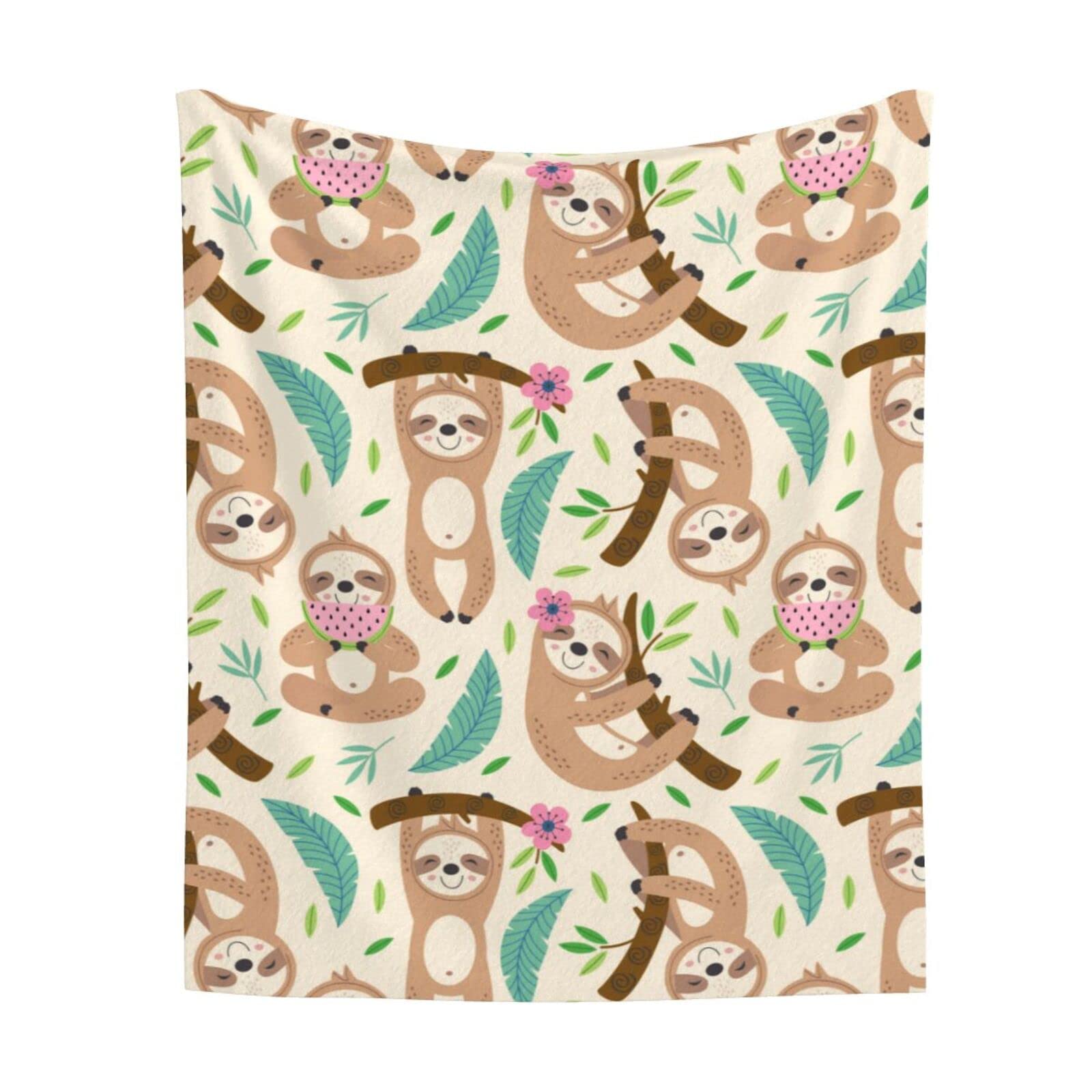 Soft Plush Sloth Throw Blanket 50x40 Inches - Cozy Fleece Blanket for Couch, Sofa, Bed & Chairs - Cute Sloth Pattern for Fall, Halloween & Autumn Decor - Perfect for Home, Office & Gift Giving