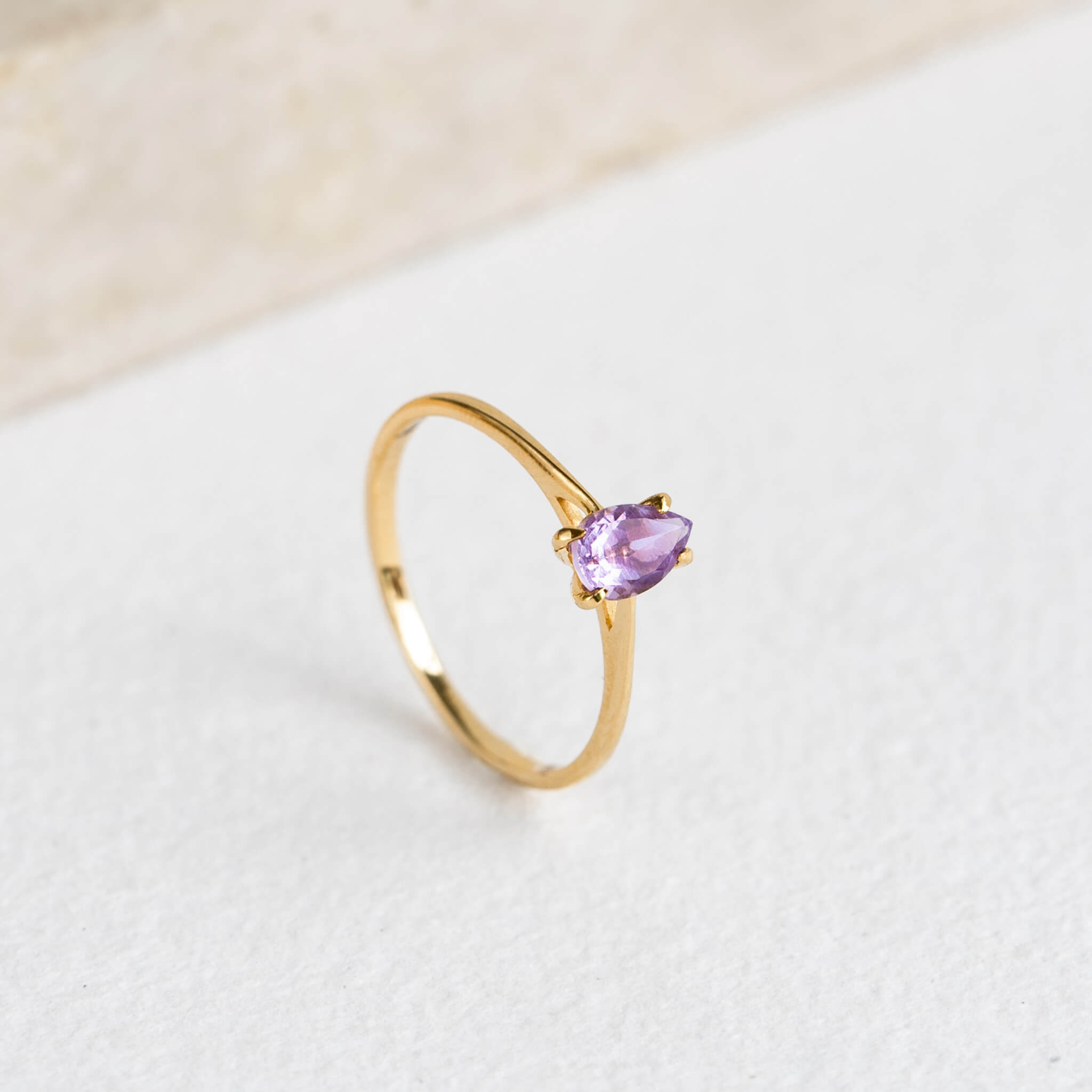 Elegant Pear Shaped Amethyst Ring - Martine Collection | Perfect for Weddings, Anniversaries & Special Occasions