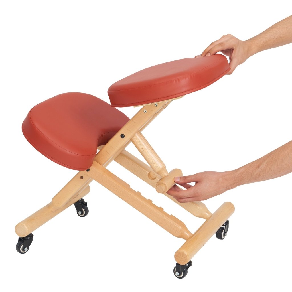 Ergonomic Wooden Foldable Kneeling Chair for Office & Home - Posture Correction Stool with Adjustable Height for Back Pain Relief - Perfect for Meditation, Yoga, and Desk Work