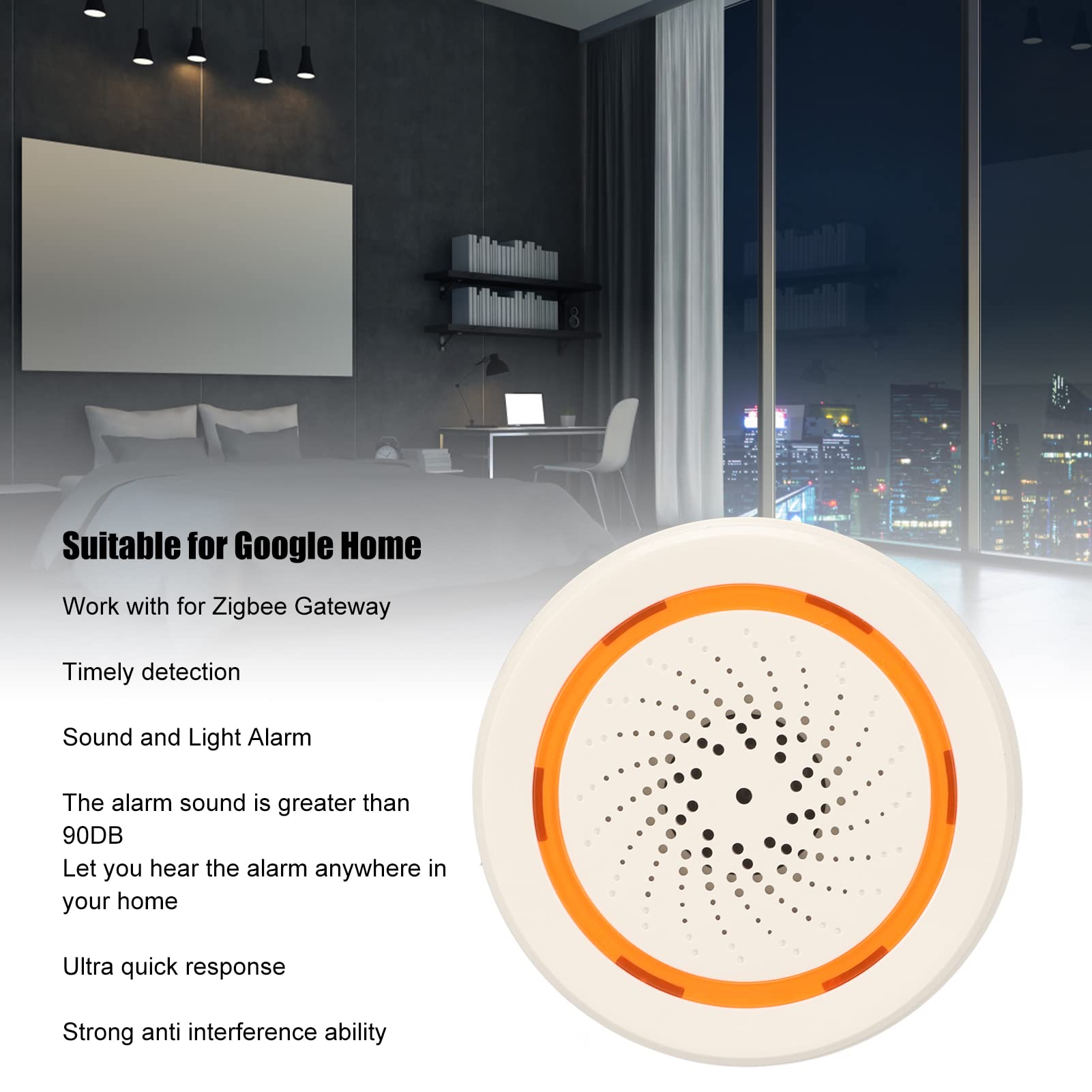 Smart Siren Alarm - 90dB Loud Wireless Security Alarm with Flashing Light & APP Remote Control, Zigbee Compatible Home Burglar Alarm System for House, Apartment & Business Security Protection
