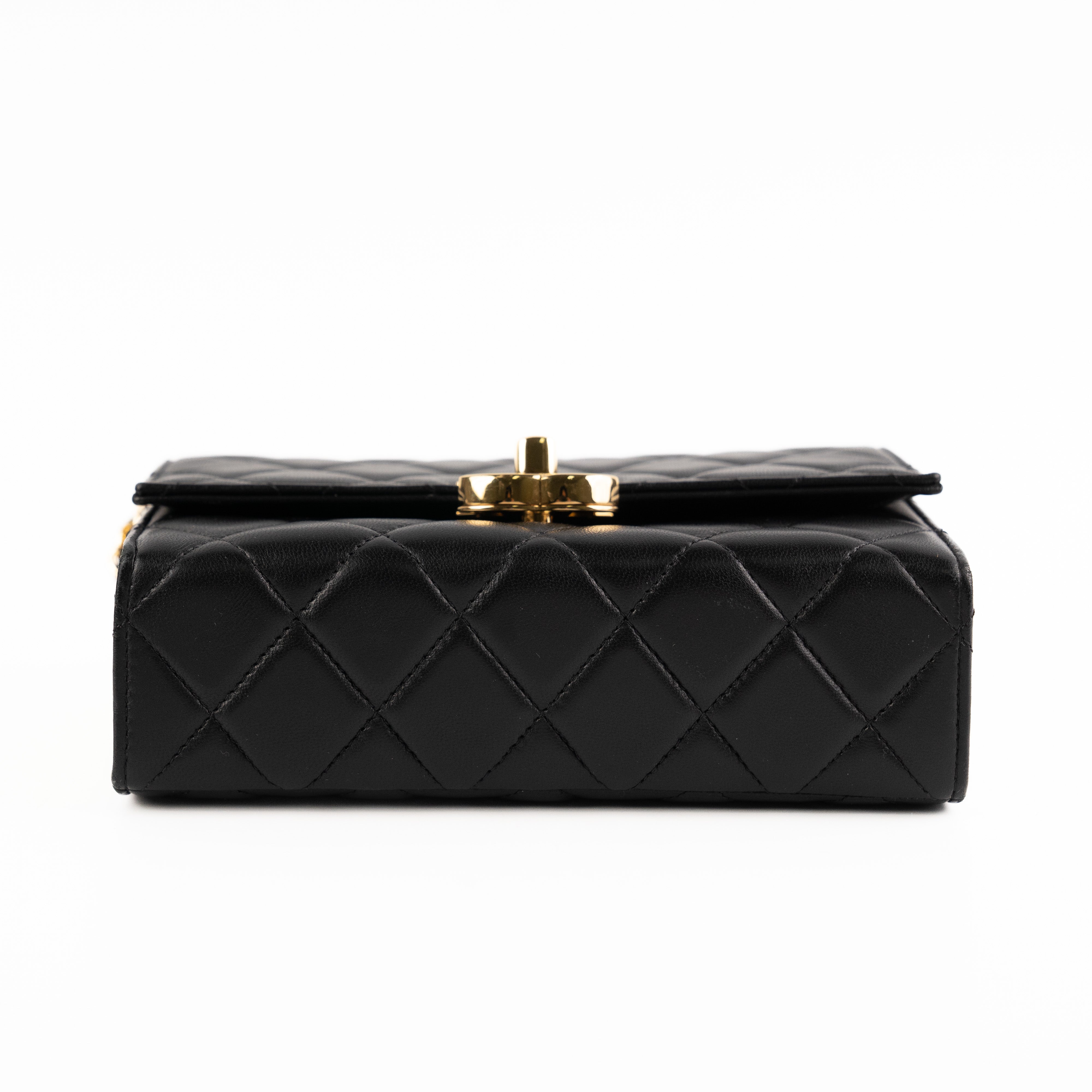 Chanel Seasonal Rectangular Black and Gold Box Bag with Microchip - Luxury Designer Handbag for Women, Perfect for Evening Parties, Date Nights & Special Occasions