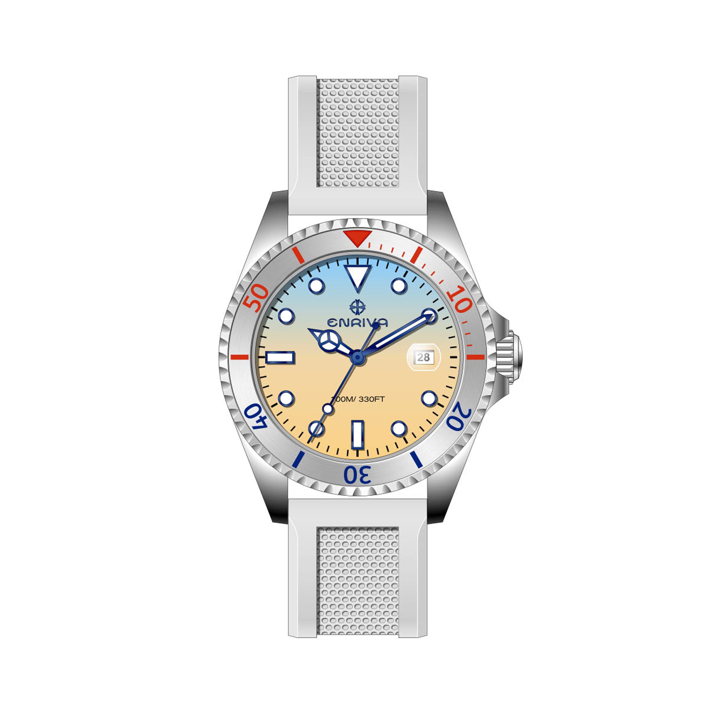 ENRIVA Men's Pro Diver Quartz Watch - Waterproof Stainless Steel Dive Watch with Japanese Movement - Perfect for Scuba Diving, Swimming & Outdoor Adventures