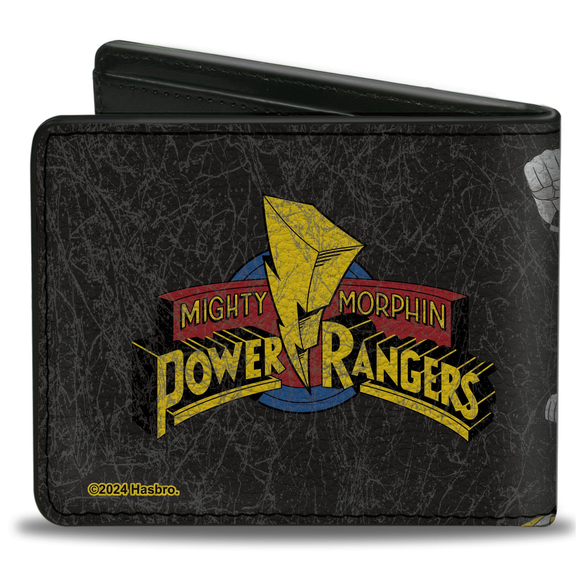 Power Rangers Wallet for Men - Bifold Leather Wallet with MMPR Action Pose & Logo - Vegan Leather RFID Blocking - Perfect for Collectors & Fans of Mighty Morphin Power Rangers (Great Gift for Birthday, Christmas & Cosplay)
