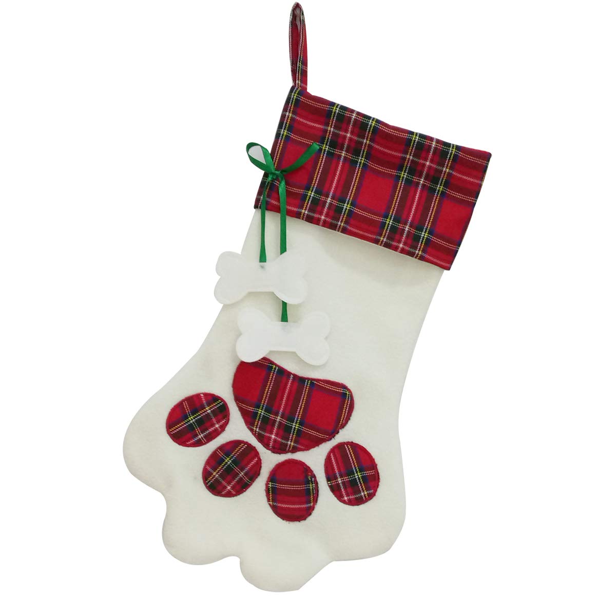 SherryDC Christmas Dog Paw Stockings - Plush & Plaid Pet Holiday Decorations for Dogs - Festive Hanging Socks for Fireplace, Door, Wall - Perfect for Christmas Tree, Gift Exchange & Holiday Home Decor