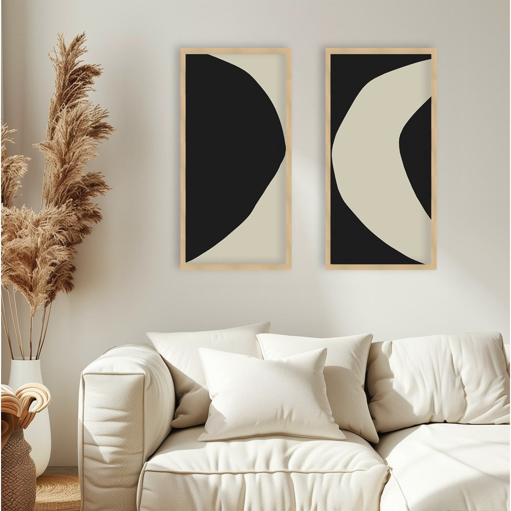 Blackbird Set of Two Framed Textured Wall Art - Modern Home Decor for Living Room, Bedroom & Office - Handcrafted Canvas Paintings for Stylish Interior Design