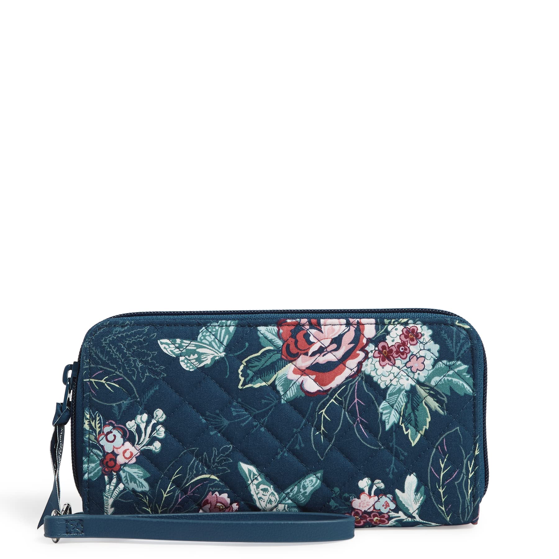 Vera Bradley Women's RFID Blocking Cotton Accordion Wristlet Wallet - Secure Travel & Everyday Use for Credit Cards, Cash & Essentials
