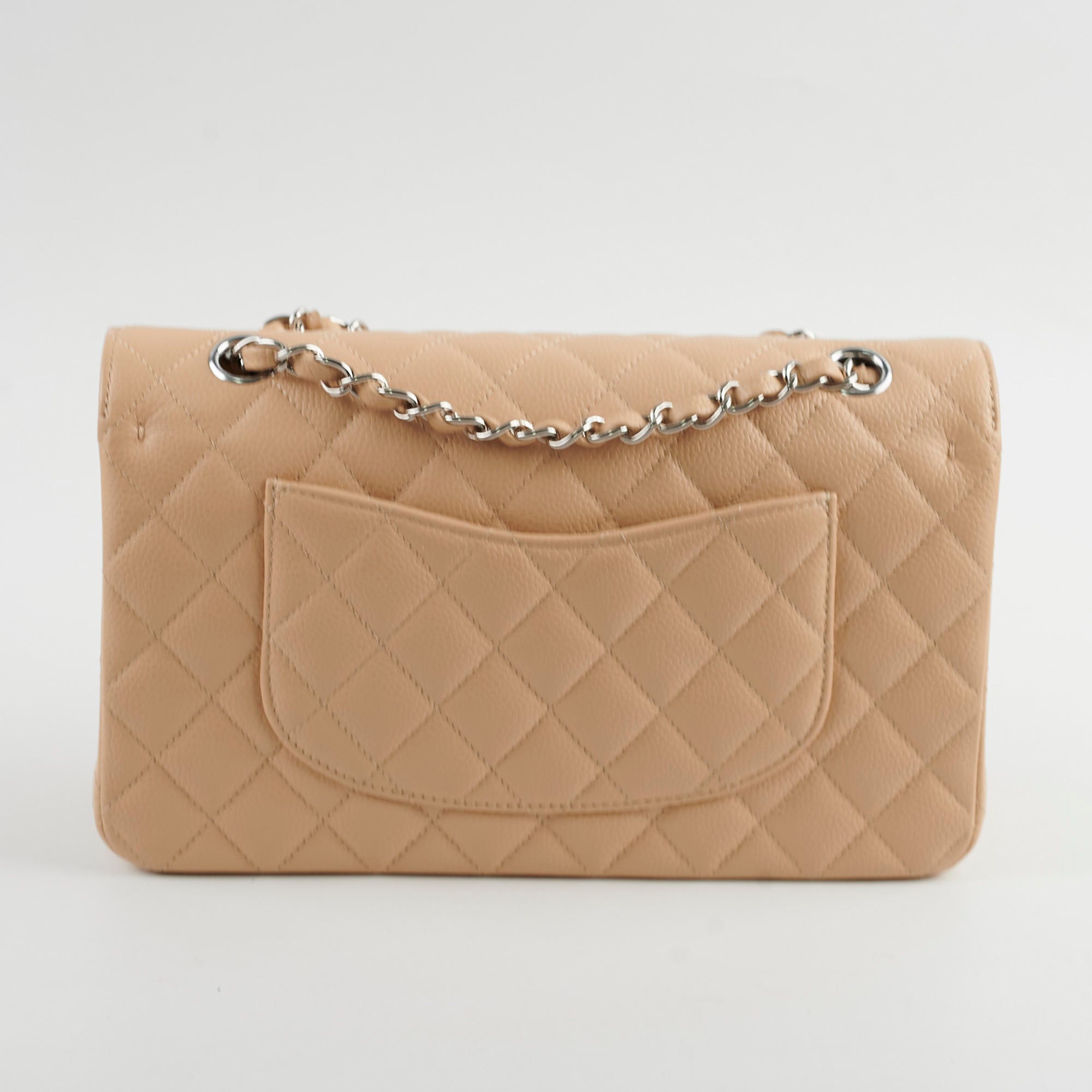 Chanel Medium/Large Caviar Double Classic Flap Bag in Beige | Luxury Designer Handbag for Women | Perfect for Work, Evening Events & Special Occasions