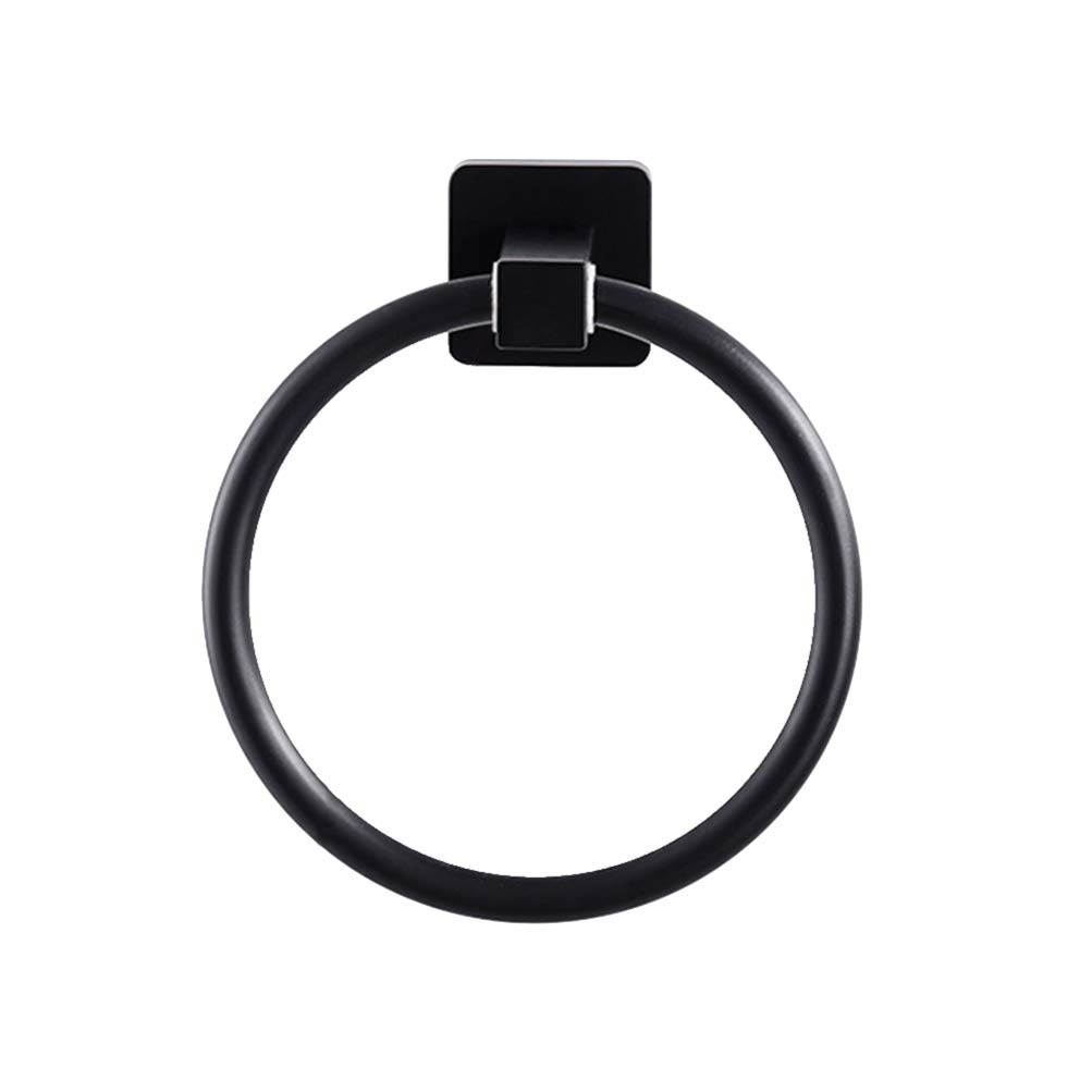 Modern Aluminum Wall Mounted Towel Ring Holder - Black Bathroom Towel Hanger for Home & Hotel - Durable & Stylish for Bath, Kitchen & Spa Decor