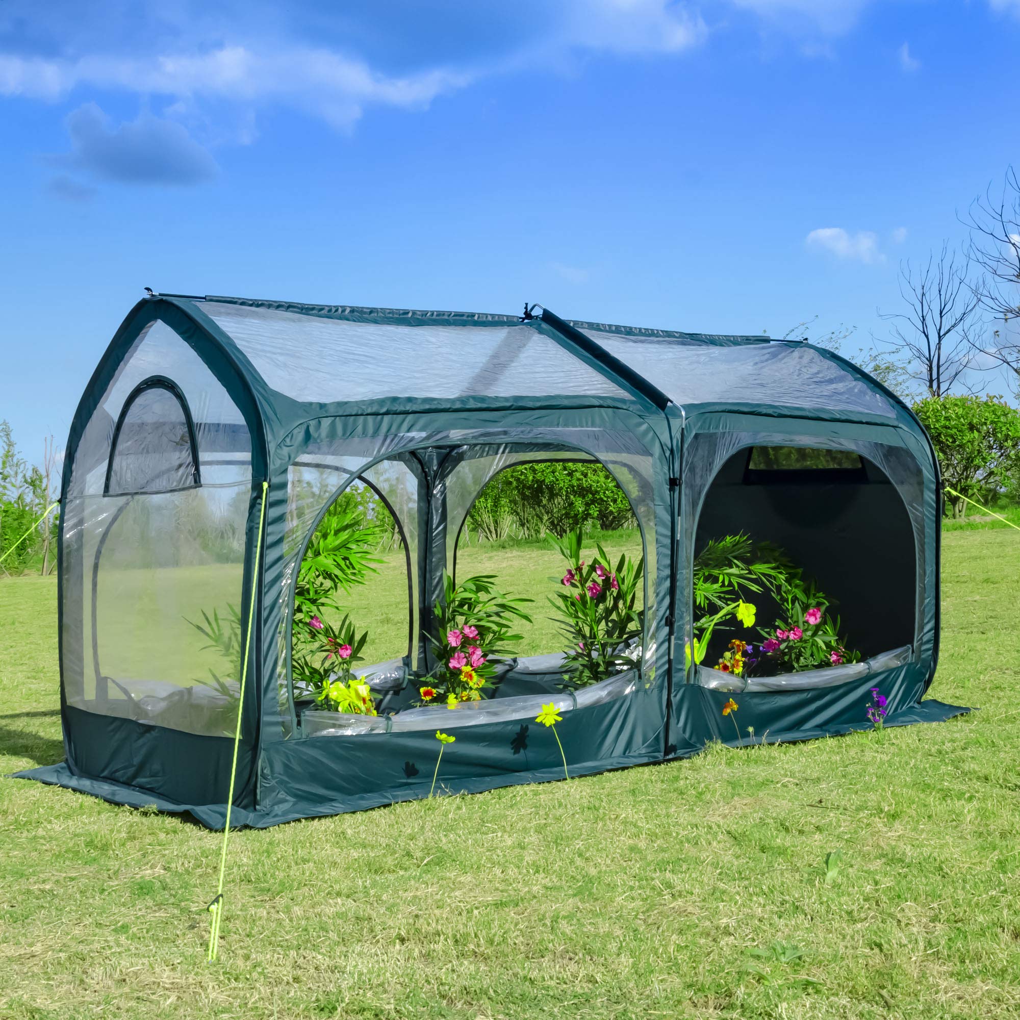 Porayhut Pop Up Greenhouse Cover - Mini Flower House for Gardening, Plant Protection from Cold & Frost - PVC Backyard Greenhouse for Plants & Flowers - Perfect for Indoor/Outdoor Gardening, Seed Starting & Winter Plant Care