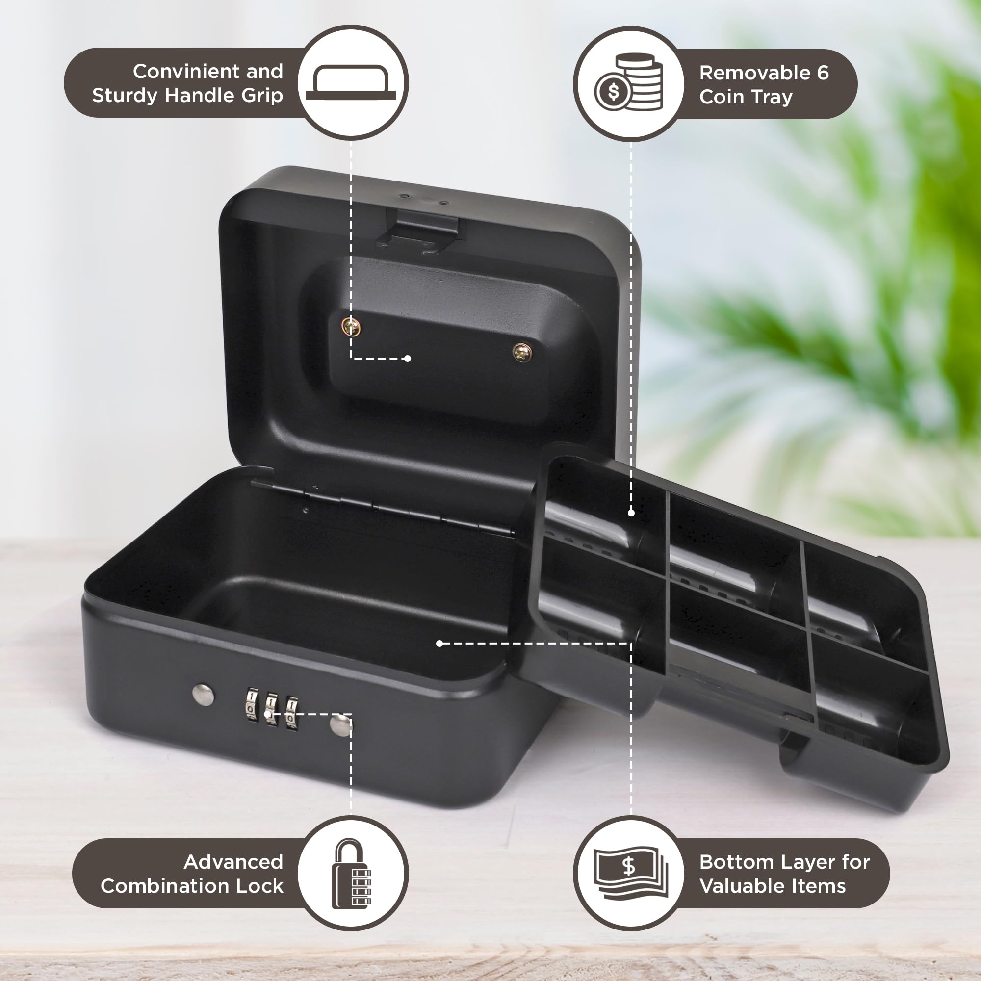 Darice Medium Cash Lock Box with Money Tray & Key Lock - 4.75