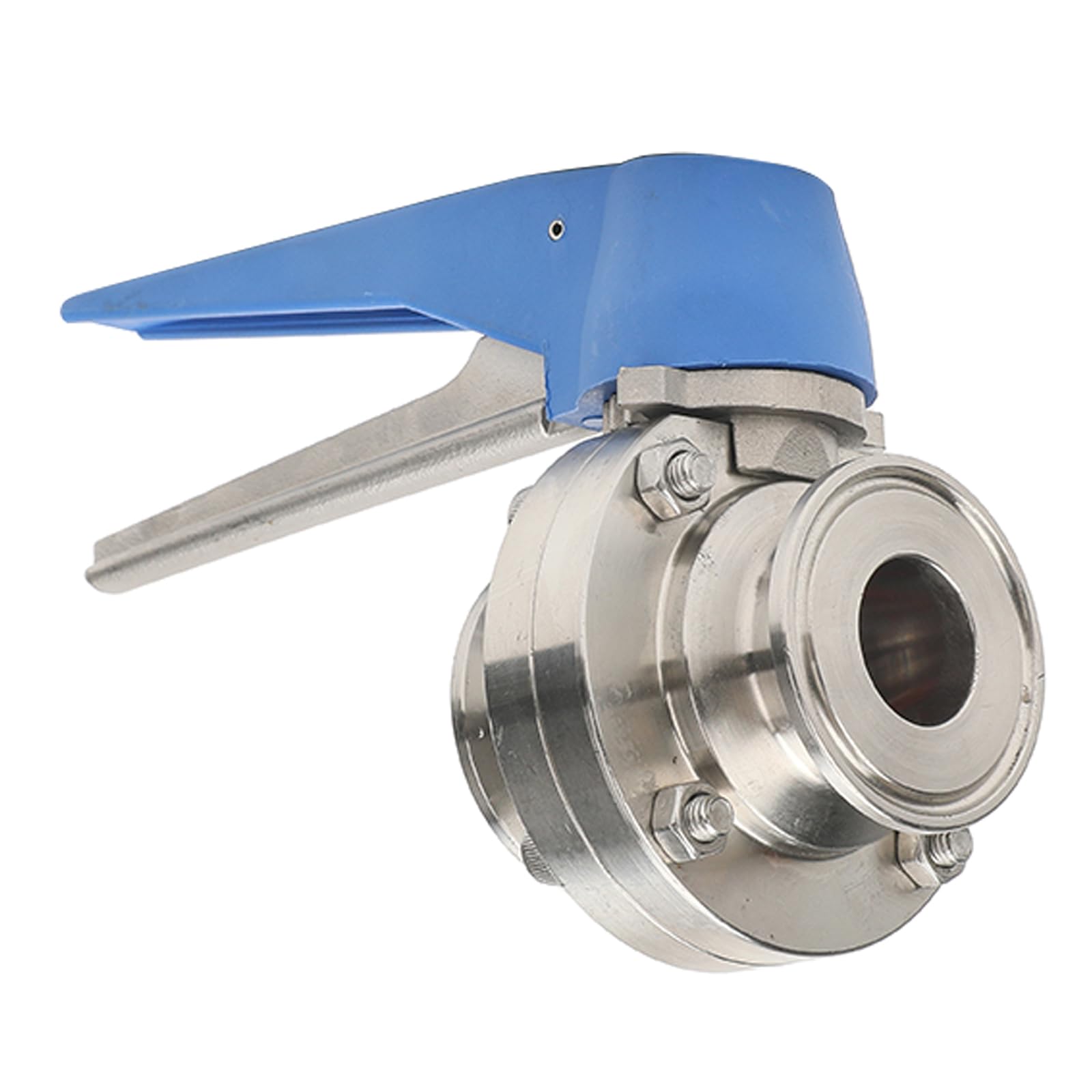 2.5 Inch Tri Clamp Butterfly Valve with Blue Trigger Handle - Sanitary Stainless Steel 304 Tri Clamp Clover - 2.5
