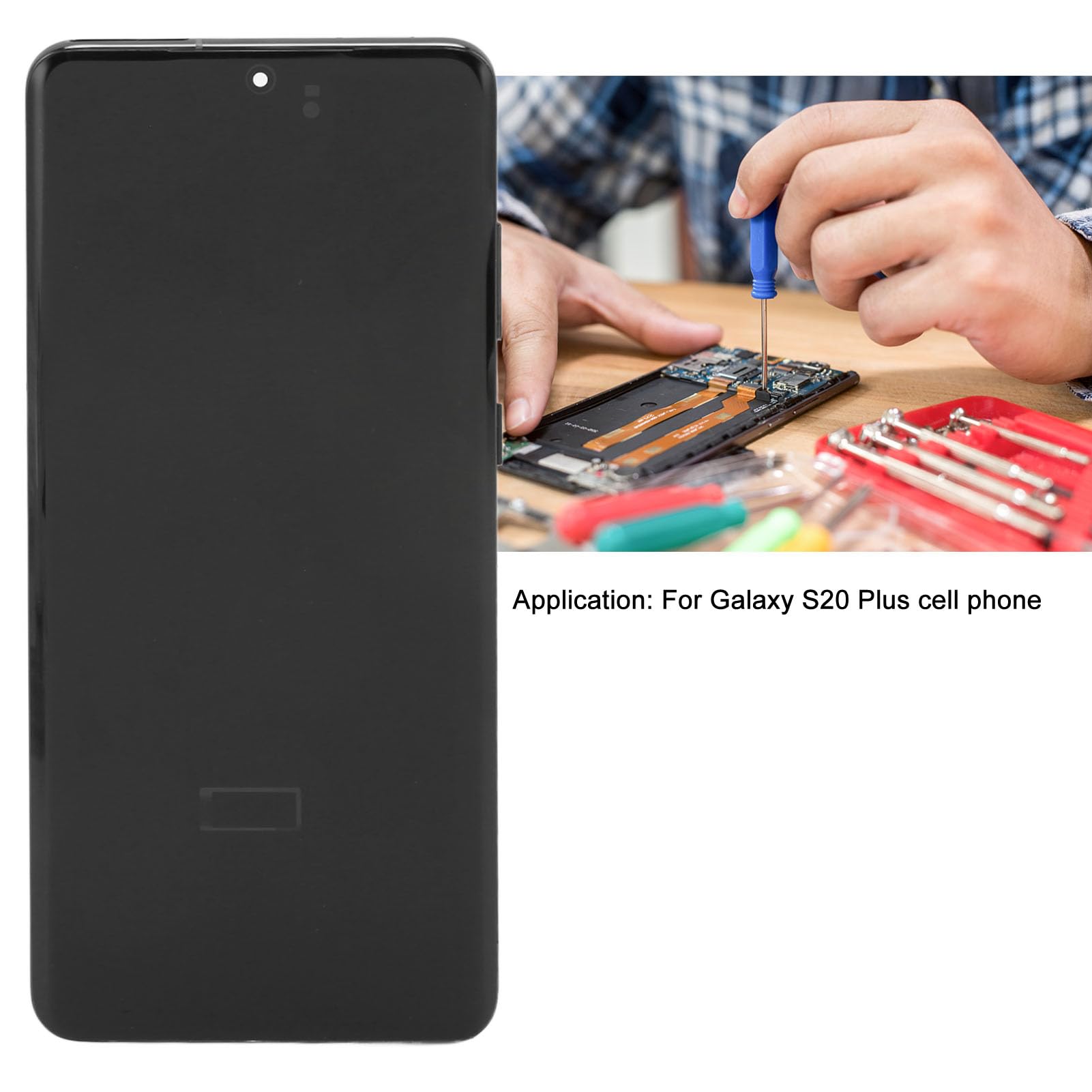 Original Title: S20 Plus Screen Replacement Plus, Cell Phone Digitizer Screen Touch Assembly Replacement with Tools, Touch Screen Replacement for Galaxy S20 Plus   Optimized Title: **Samsung Galaxy S20 Plus Screen Replacement Kit - Full Assembly with Digitizer & Tools | DIY Repair for Cracked or Damaged Screens | Perfect for Home, Office, or Travel Use**