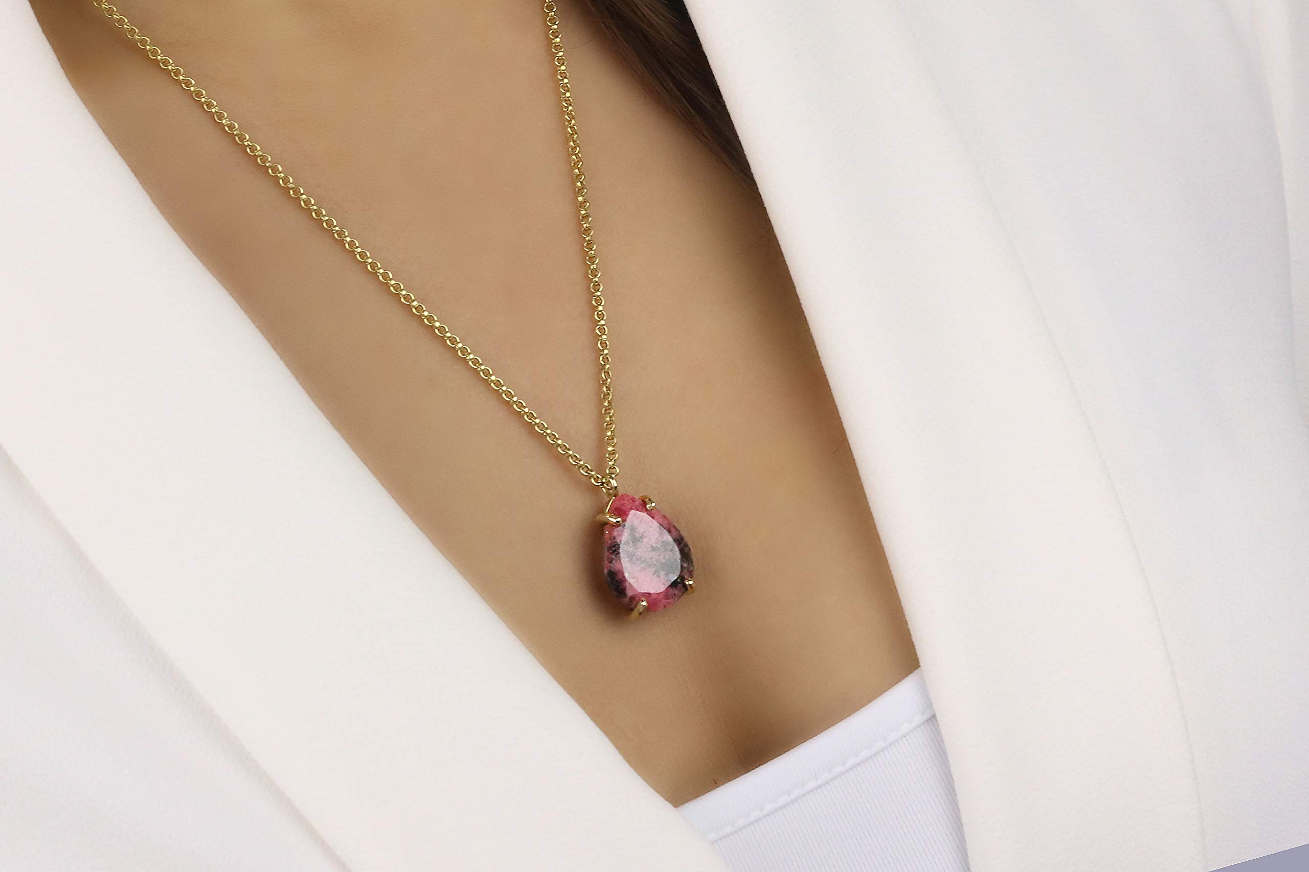 Elegant Rhodonite Necklace for Women - Bridal Gift & Layering Jewelry