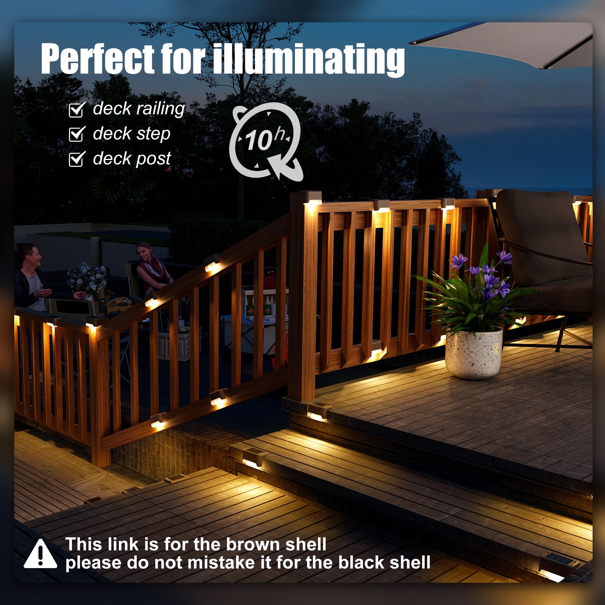 SOLPEX 16 Pack Solar Deck Lights Outdoor, Waterproof LED Solar Step Lights for Stairs, Fence, Yard, Patio & Pathway - Warm White | Perfect for Garden, Walkway & Nighttime Safety Lighting