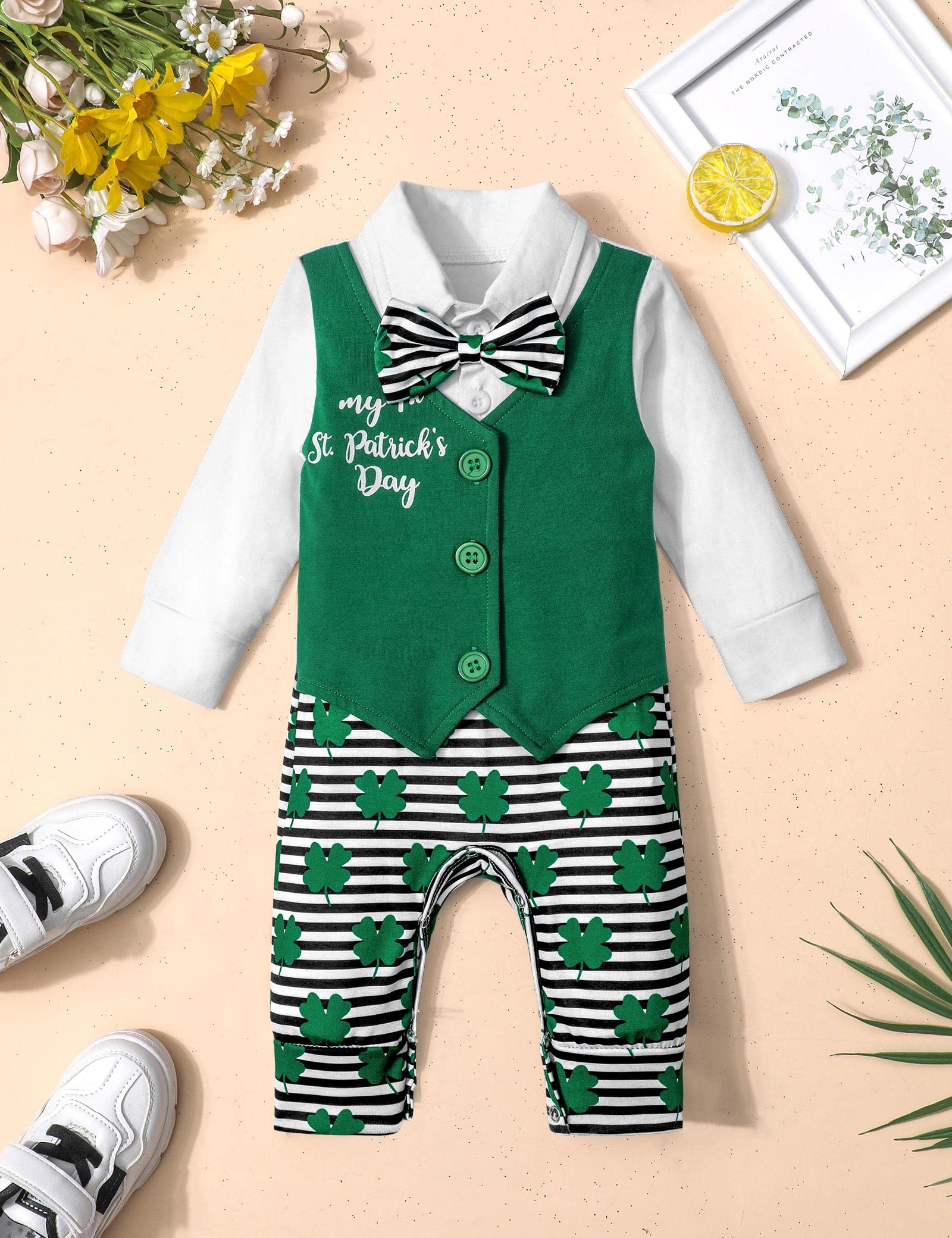 St. Patrick's Day Baby Boy Outfit - Cute Green Gentleman Onesies for Infant Boys | Perfect for Holiday Photos, Parties & Family Celebrations