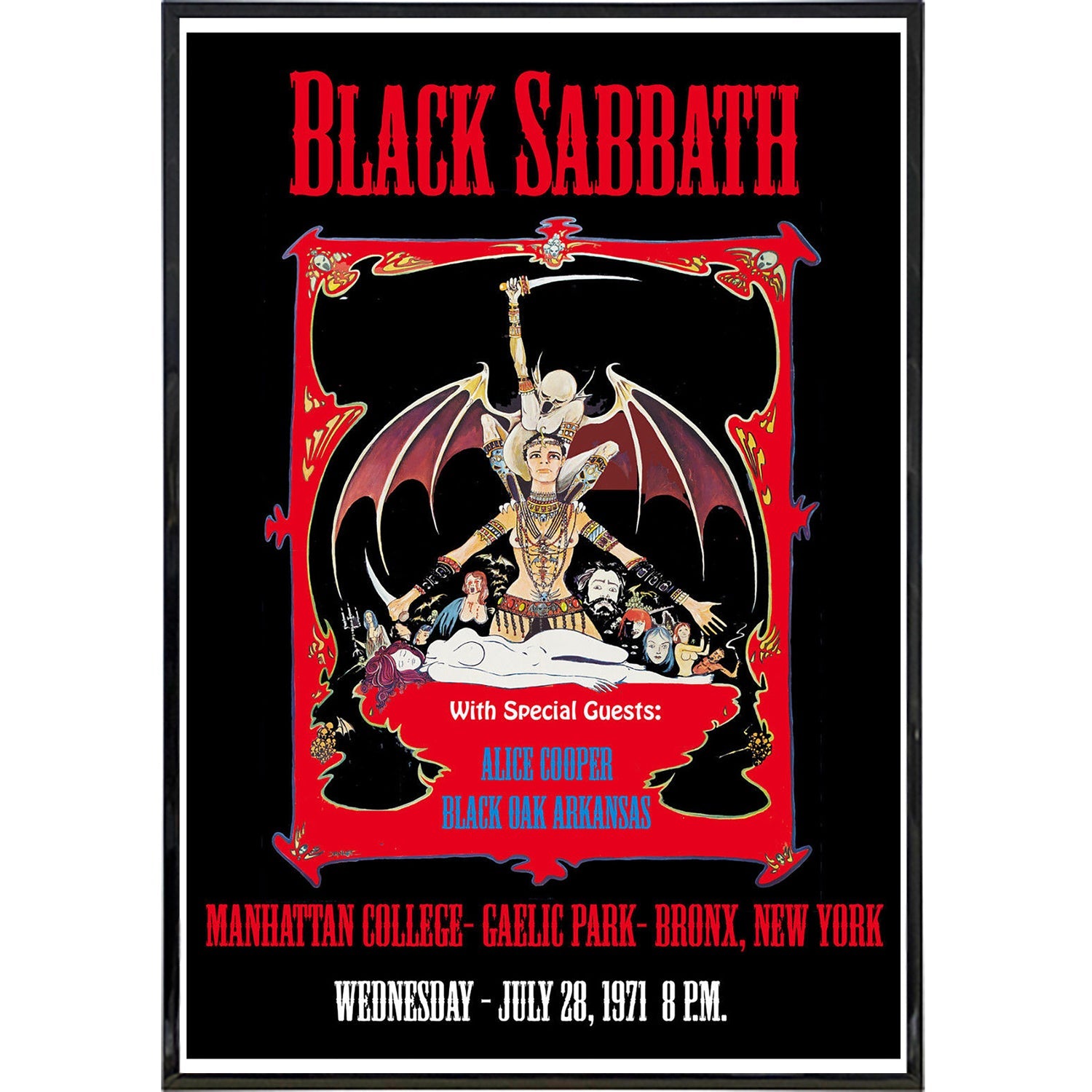 Vintage Black Sabbath Bronx 1971 Concert Poster Print - Classic Rock Band Wall Art Decor for Music Lovers & Man Cave