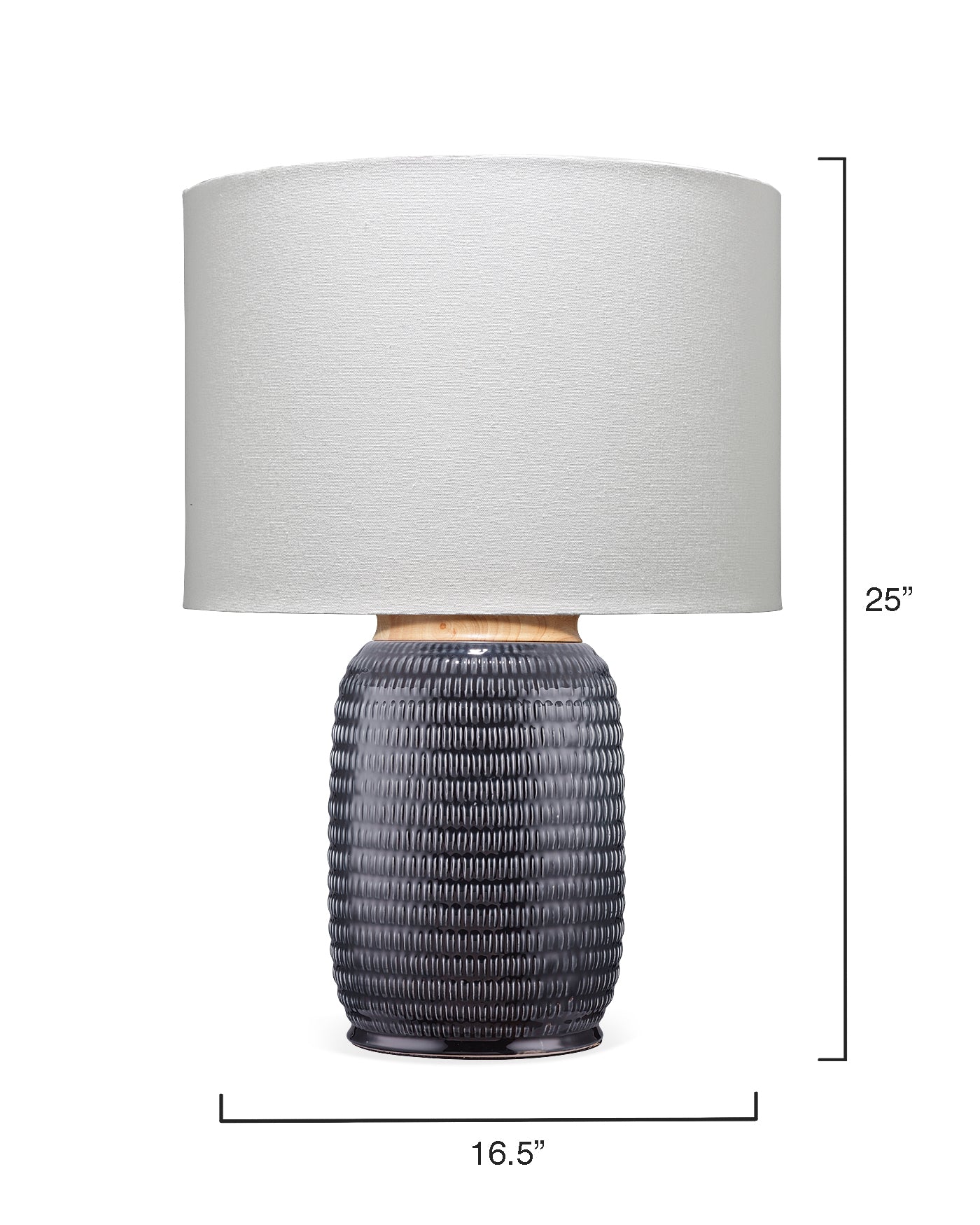 Modern Graham Table Lamp - Dark Blue Ceramic Base with Linen Shade - Perfect for Bedroom, Living Room & Office Decor