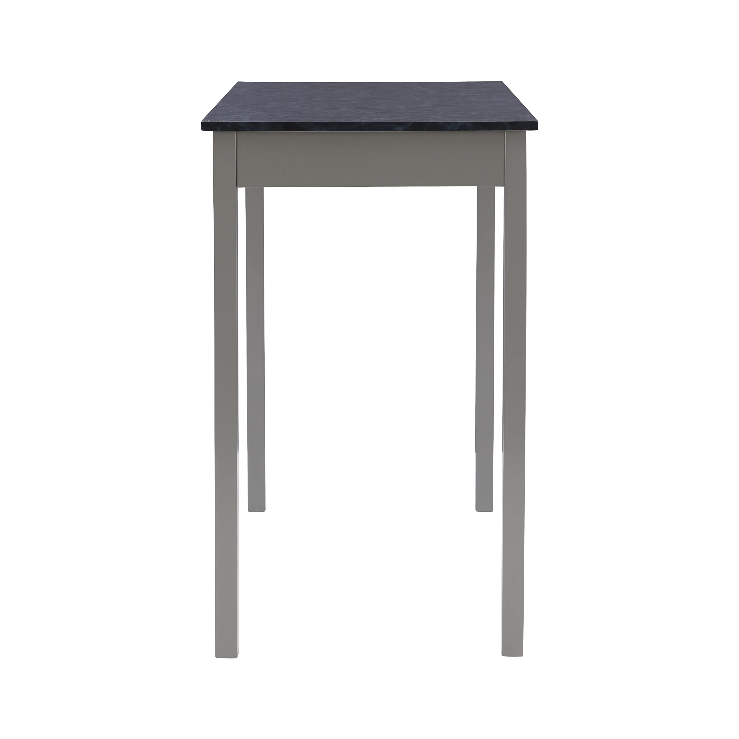 Linon Grey and Faux Marble 3-Piece Tavern Set - Bar Height Table with 2 Stools for Kitchen, Dining Room, or Pub Decor