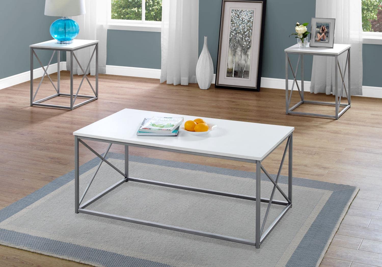 Monarch Specialties White Dining Table Set - Modern Kitchen & Dining Room Furniture for Small Spaces | Perfect for Breakfast Nook, Apartment, or Cozy Home Decor