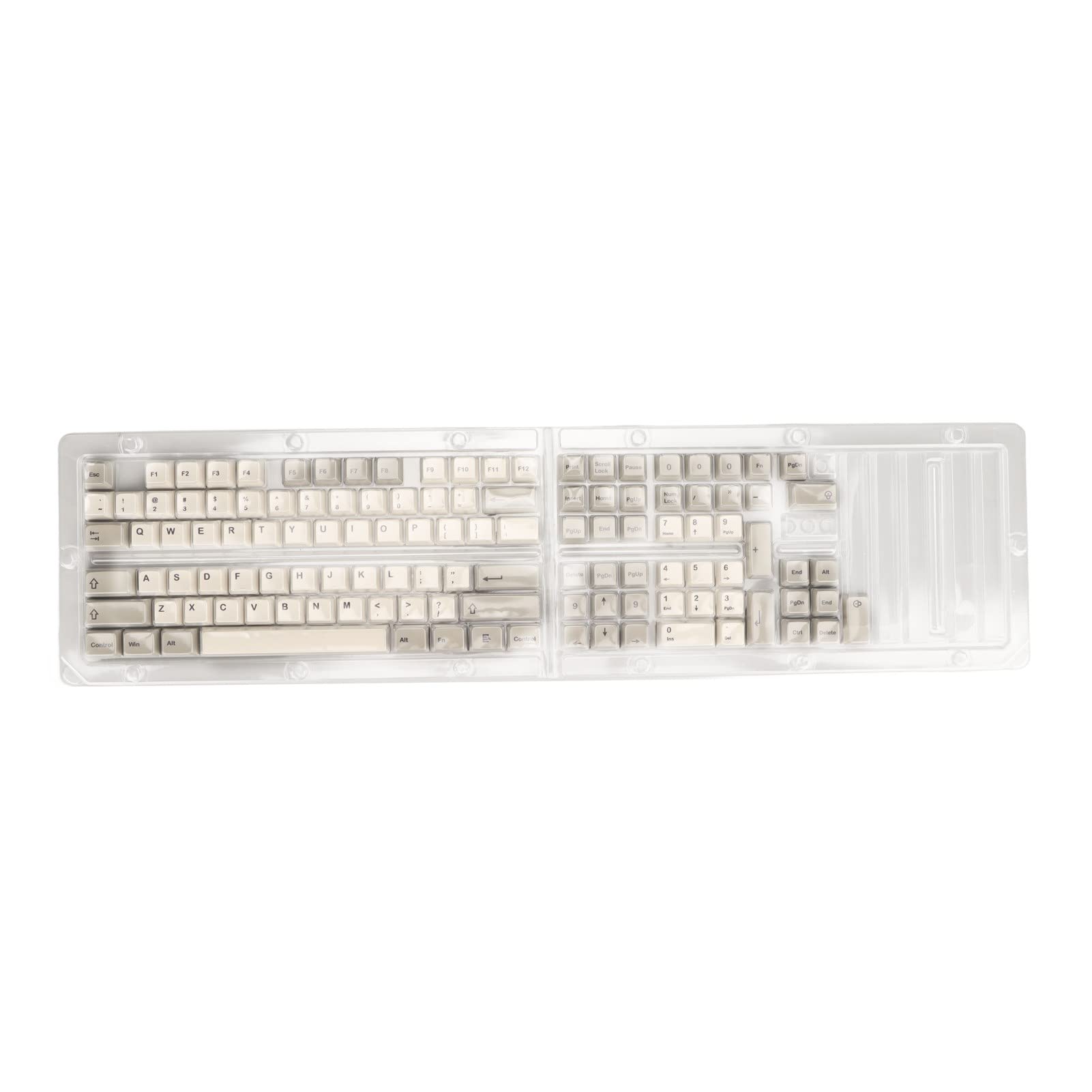 122 Keys PBT Keycap Set - XDA Profile Retro Grey & White Dye-Sublimation Keycaps for Mechanical Keyboards | DIY Customization for Typing, Gaming & Office Work
