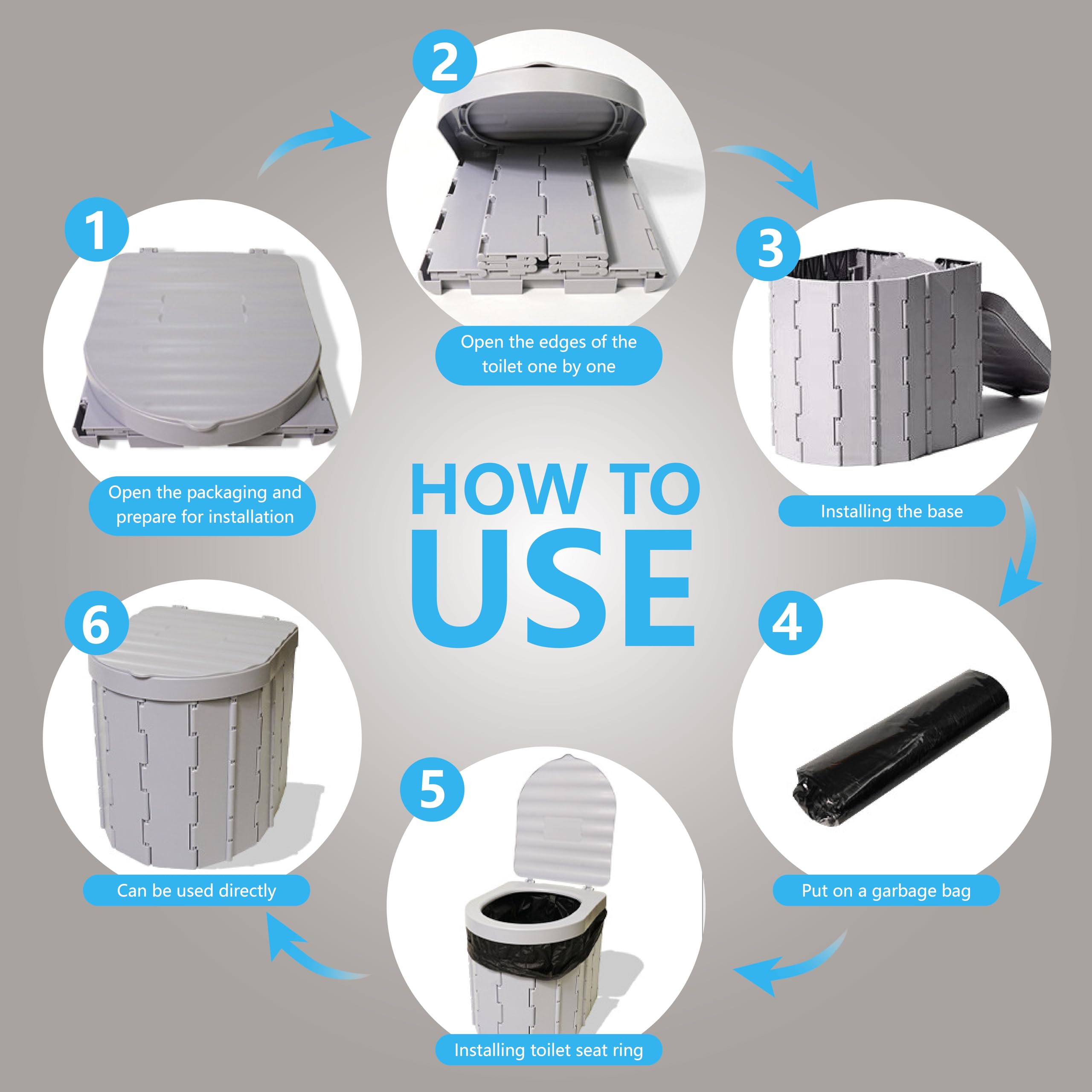 Extra Large Portable Toilet for Adults - Folding Camping Toilet with Lid & Trash Bags | Heavy Duty Outdoor Toilet for Camping, Hiking, RV Trips & Emergency Preparedness