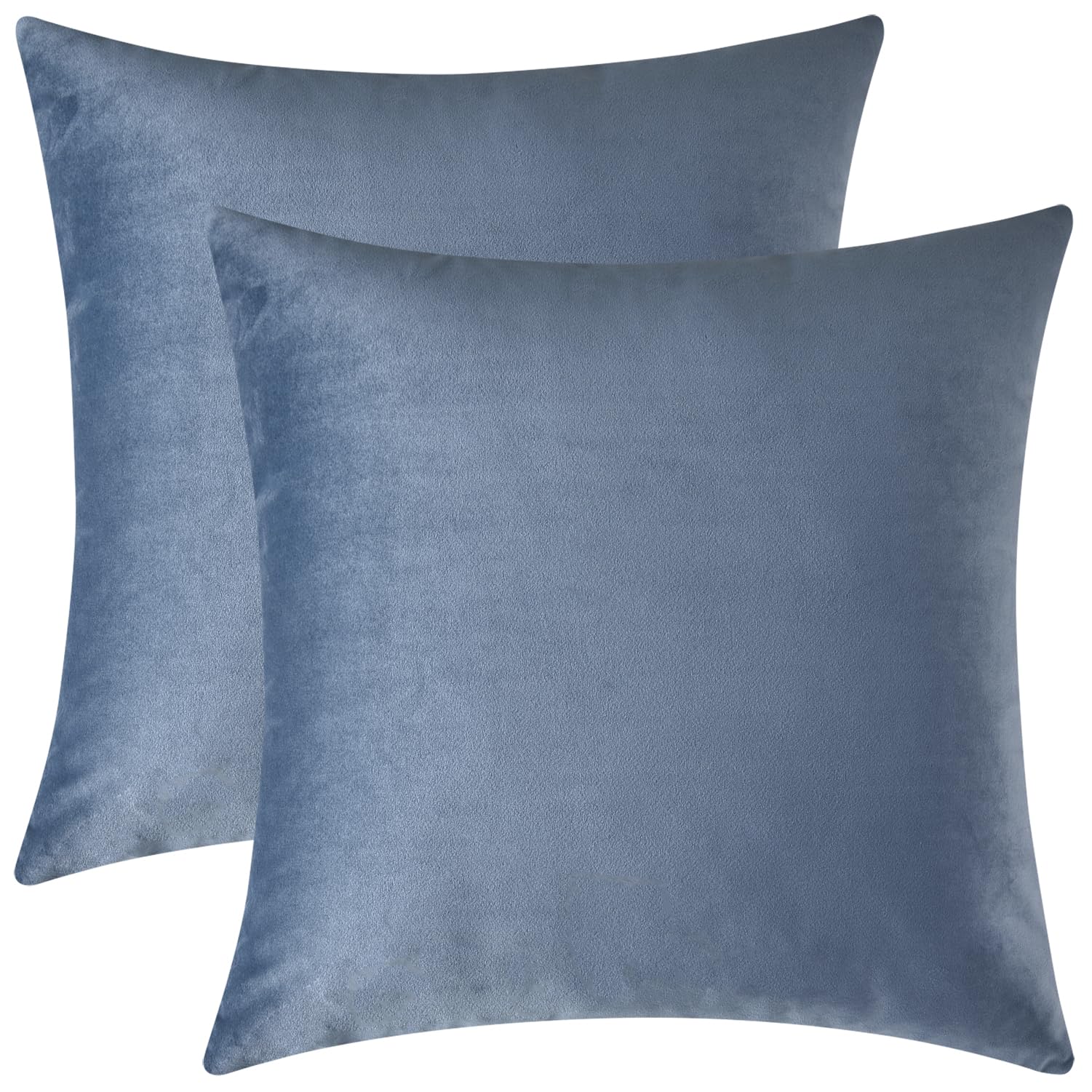 Mixhug Velvet Decorative Throw Pillow Covers Set of 2 - 22x22 Inches Dusty Blue Solid Cushion Covers for Sofa, Couch & Bed - Perfect for Living Room, Bedroom & Home Decor