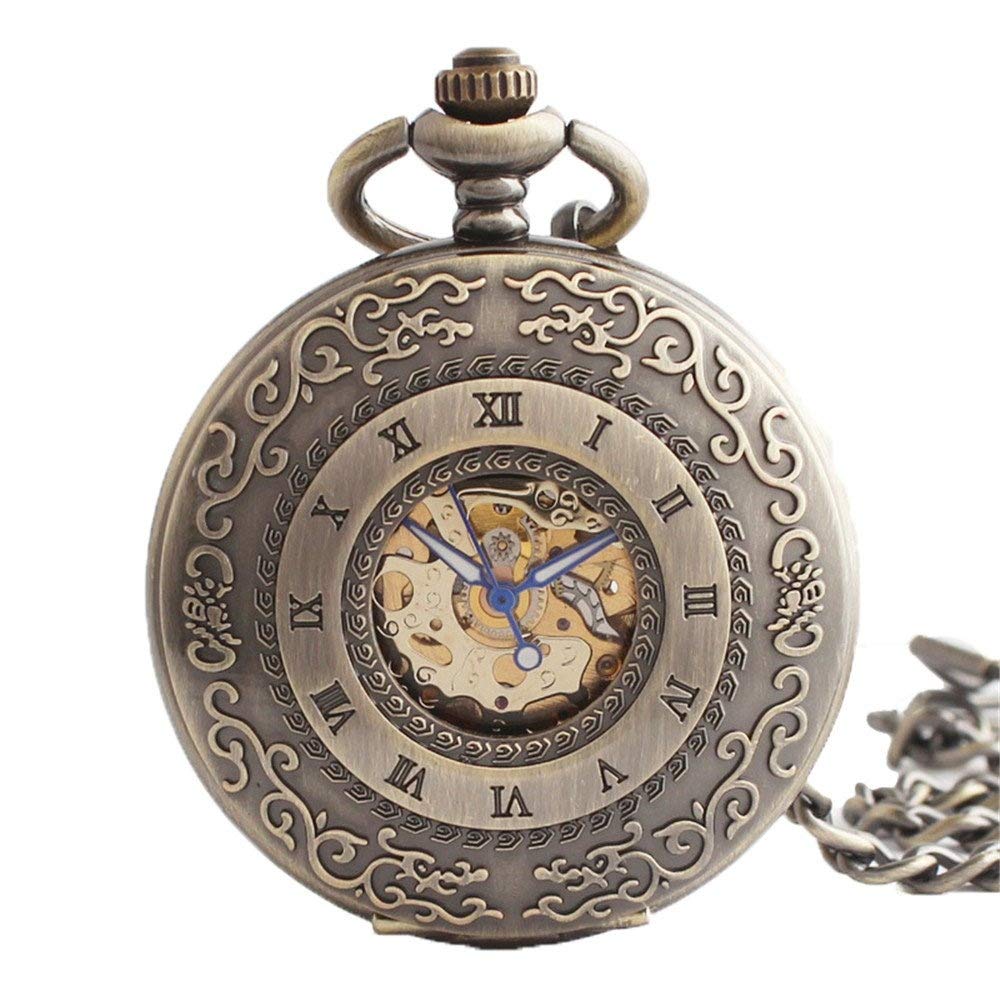 Vintage Roman Numerals Scale Quartz Pocket Watch with Chain - Classic Antique Style for Men & Women, Perfect for Gifts, Collecting, and Steampunk Fashion Accessories