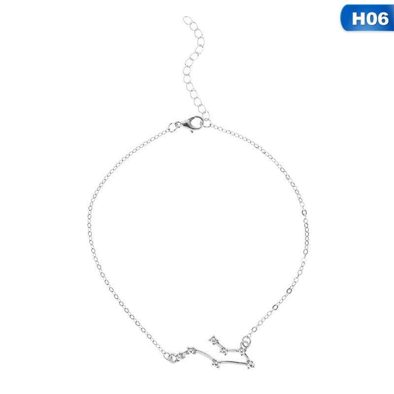 12 Constellation Charm Anklet - Zodiac Star Sign Foot Jewelry for Women, Perfect for Beach Parties & Boho Fashion