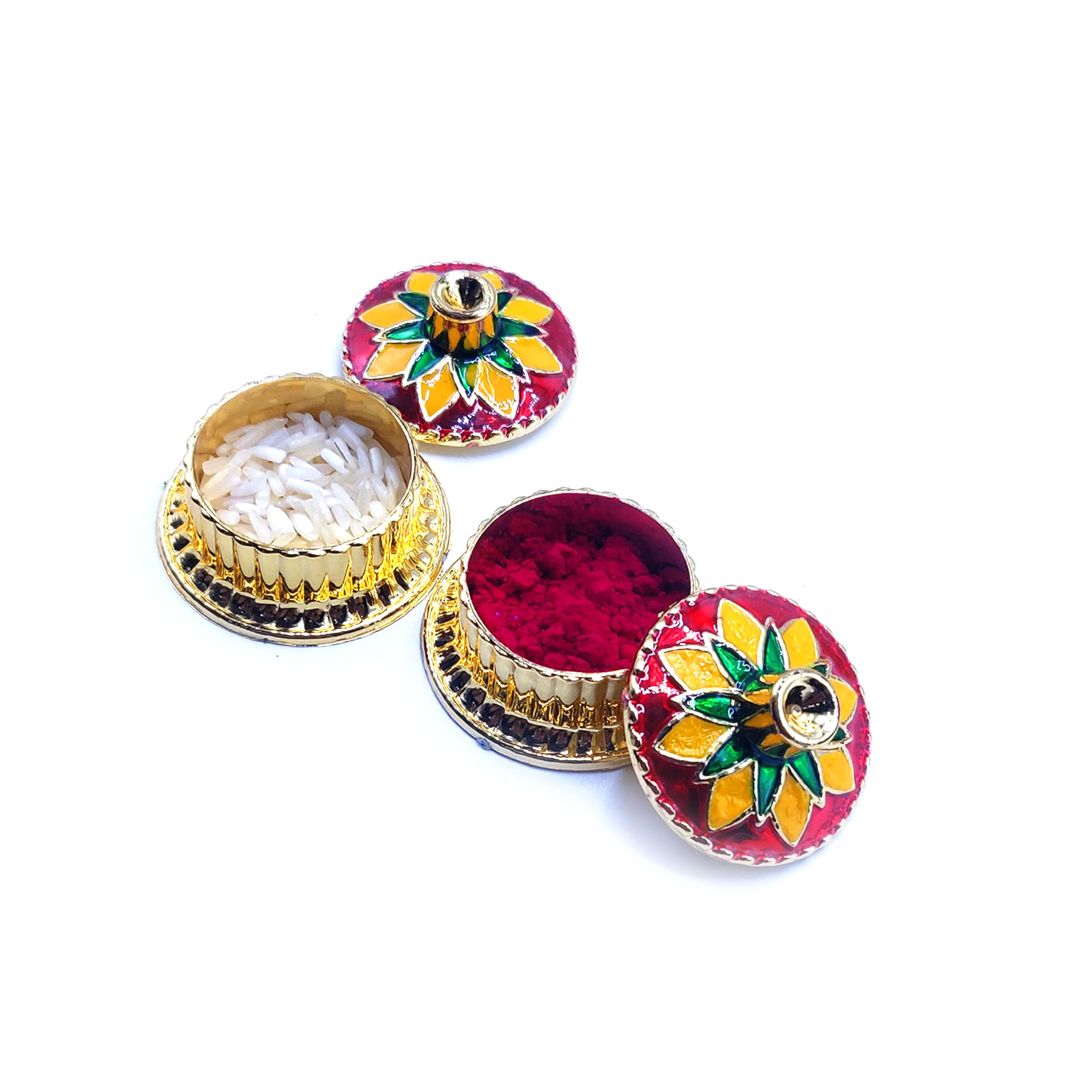 Handmade Decorative Kumkum Holder Tray Set - Traditional Indian Pooja Platter for Home Temple (10 Pieces) - Perfect for Diwali, Puja Ceremonies & Spiritual Decor
