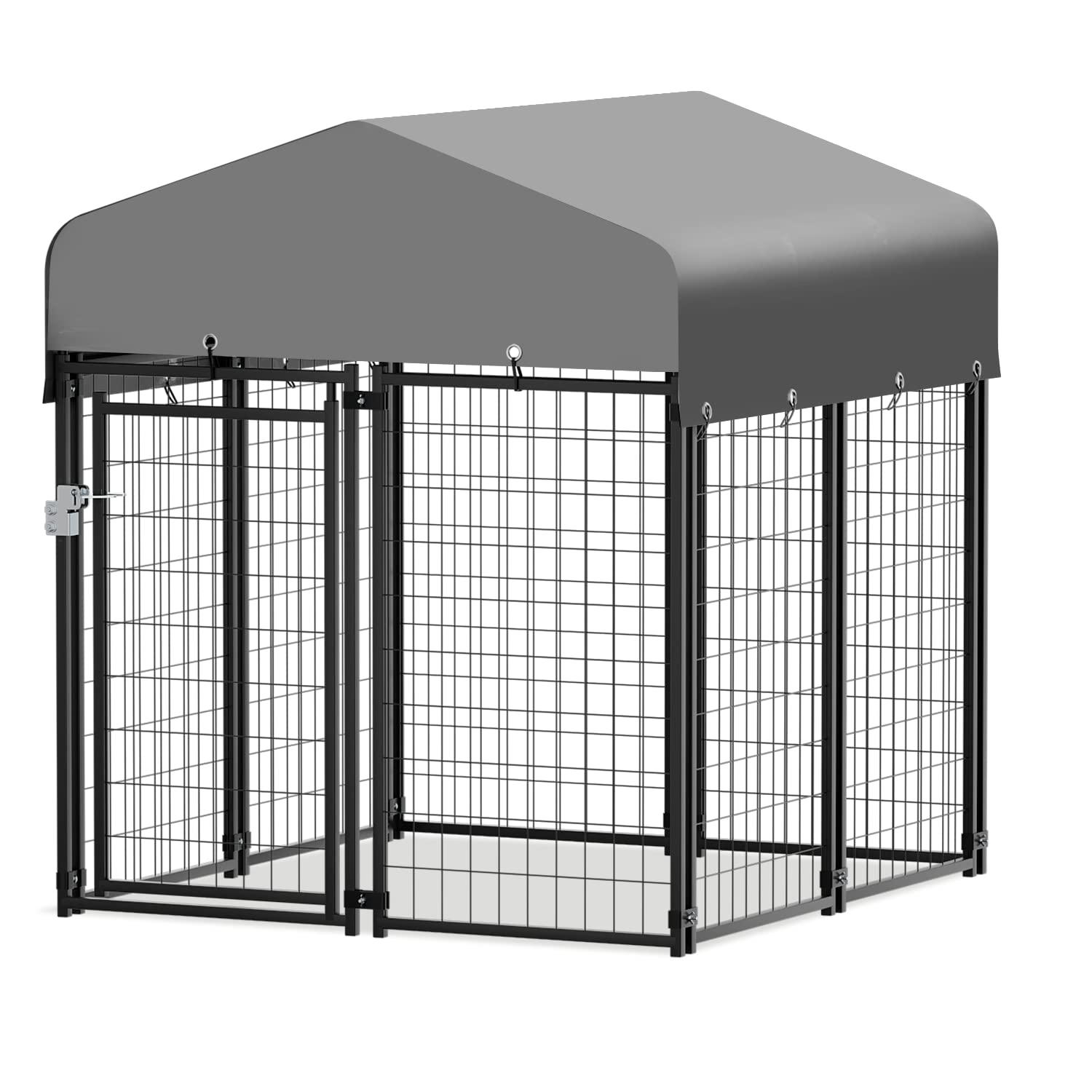 Magshion 4x4 ft Lockable Outdoor Dog Kennel & Playpen - Waterproof Cover for Small/Medium Dogs, Rabbits - Durable Wire Pet Enclosure for Backyard, Travel & Home Use (4 x 4-1/4 x 4-2/3 ft)