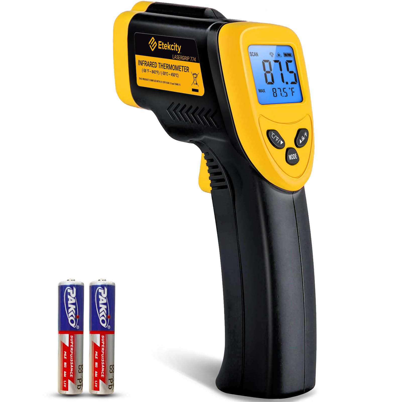 Etekcity 774 Infrared Thermometer Gun -58°F to 842°F, Non-Contact Digital Laser Temperature Gun for Cooking, Meat, Candy, Oven, Grill, Refrigerator | Perfect for Home Kitchen, BBQ, HVAC, Automotive & Industrial Use