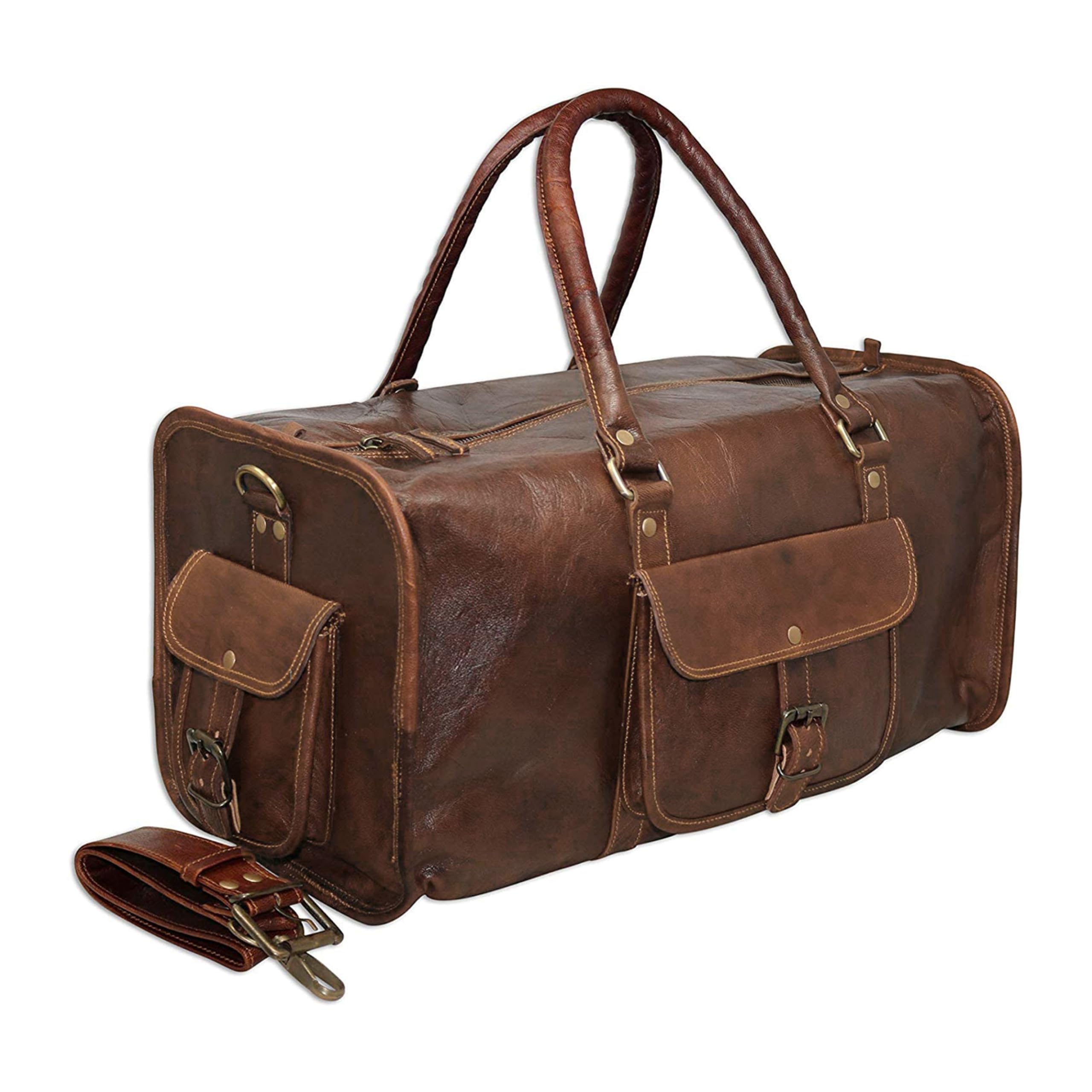 Premium Leather Duffle Bag for Travel & Gym - Waterproof Carry-On Luggage, Overnight Weekender Bag - Perfect for Business Trips, Workouts & Weekend Getaways