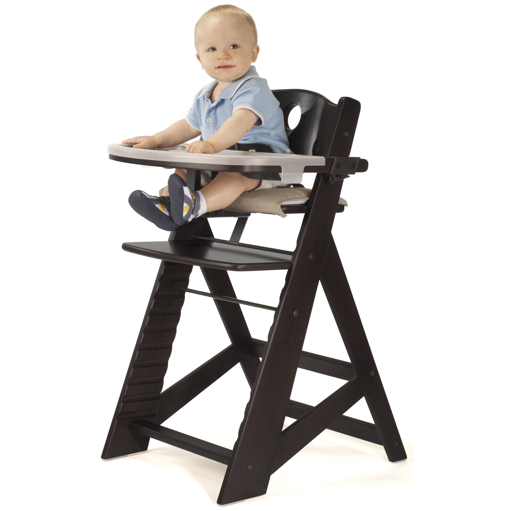 Keekaroo Height Right High Chair with Removable Tray - Adjustable Baby Feeding Chair in Espresso Brown for Dining Room & Kitchen Use