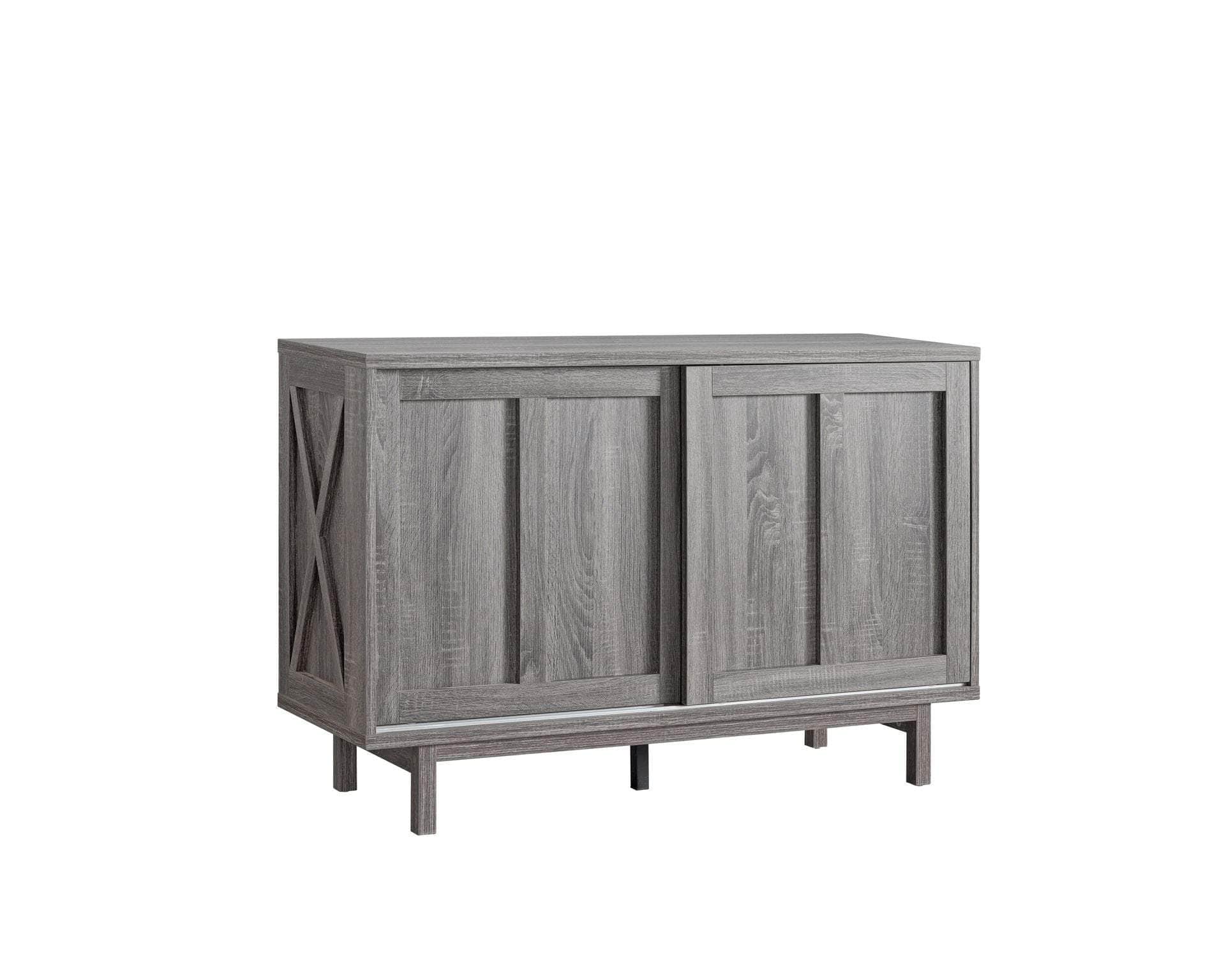 Grey Space Saving Buffet Server with Sliding Doors - Perfect for Small Dining Rooms, Apartments & Kitchen Storage