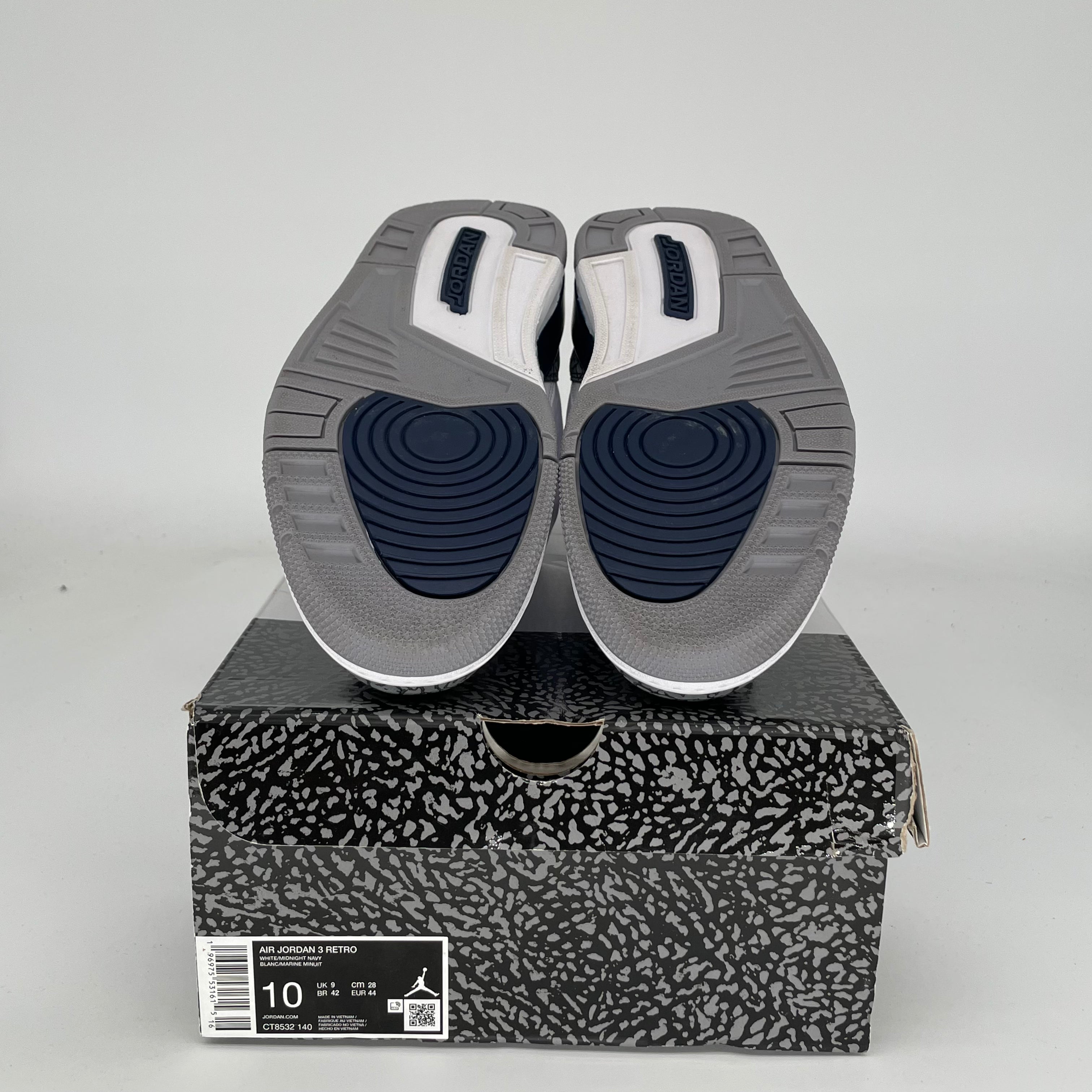 AIR JORDAN 3 Retro Midnight Navy Men's Basketball Shoes Size 10 - CT8532-140 | Authentic Sneakers for Sports, Streetwear & Casual Outfits