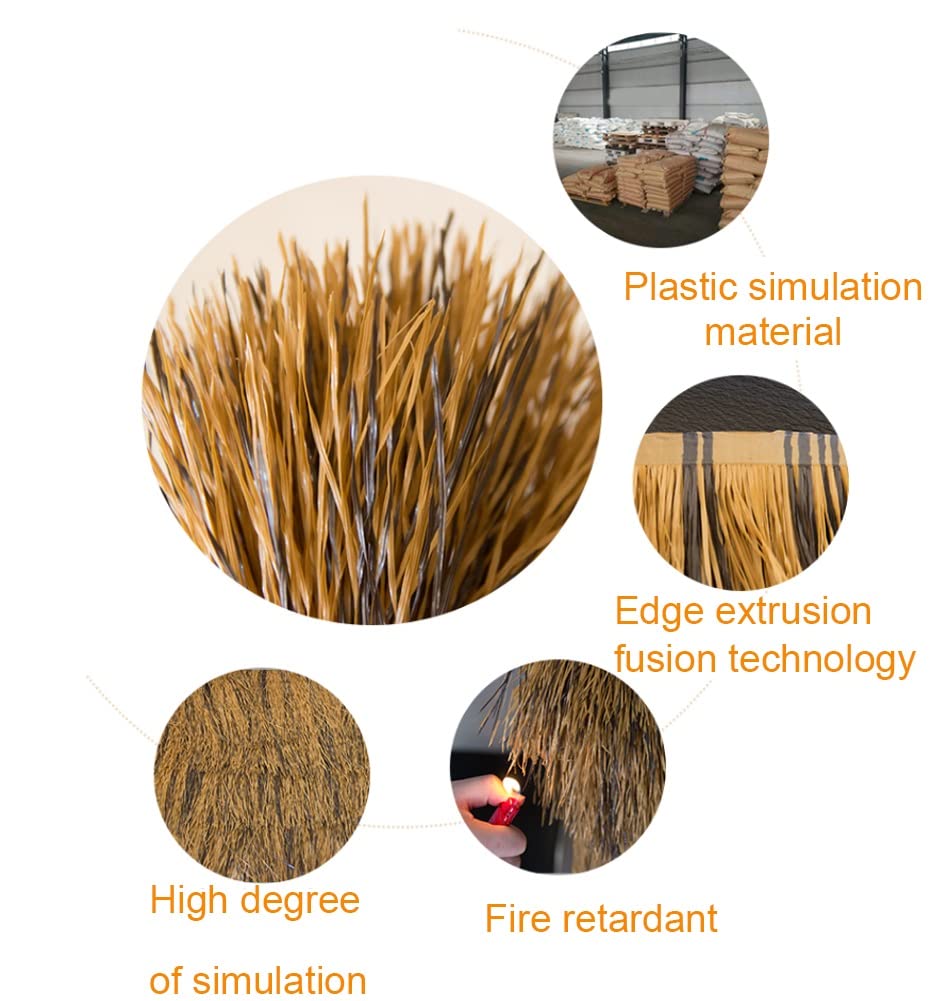 **Artificial Thatch Roof Tiles - 20pcs PE Plastic Fake Straw Tiles for Outdoor Garden, Farm & Patio Decor - Antique Style Decorative Thatch for Scenic Landscaping & Themed Events**