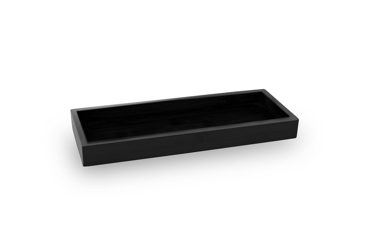 Premium Black Bamboo Serving Tray Set of 6 - 11 x 4.25 Inches - Elegant Appetizer Plates for Party, Wedding, and Home Entertaining - Eco-Friendly Dishware for Hors d'Oeuvres and Snacks